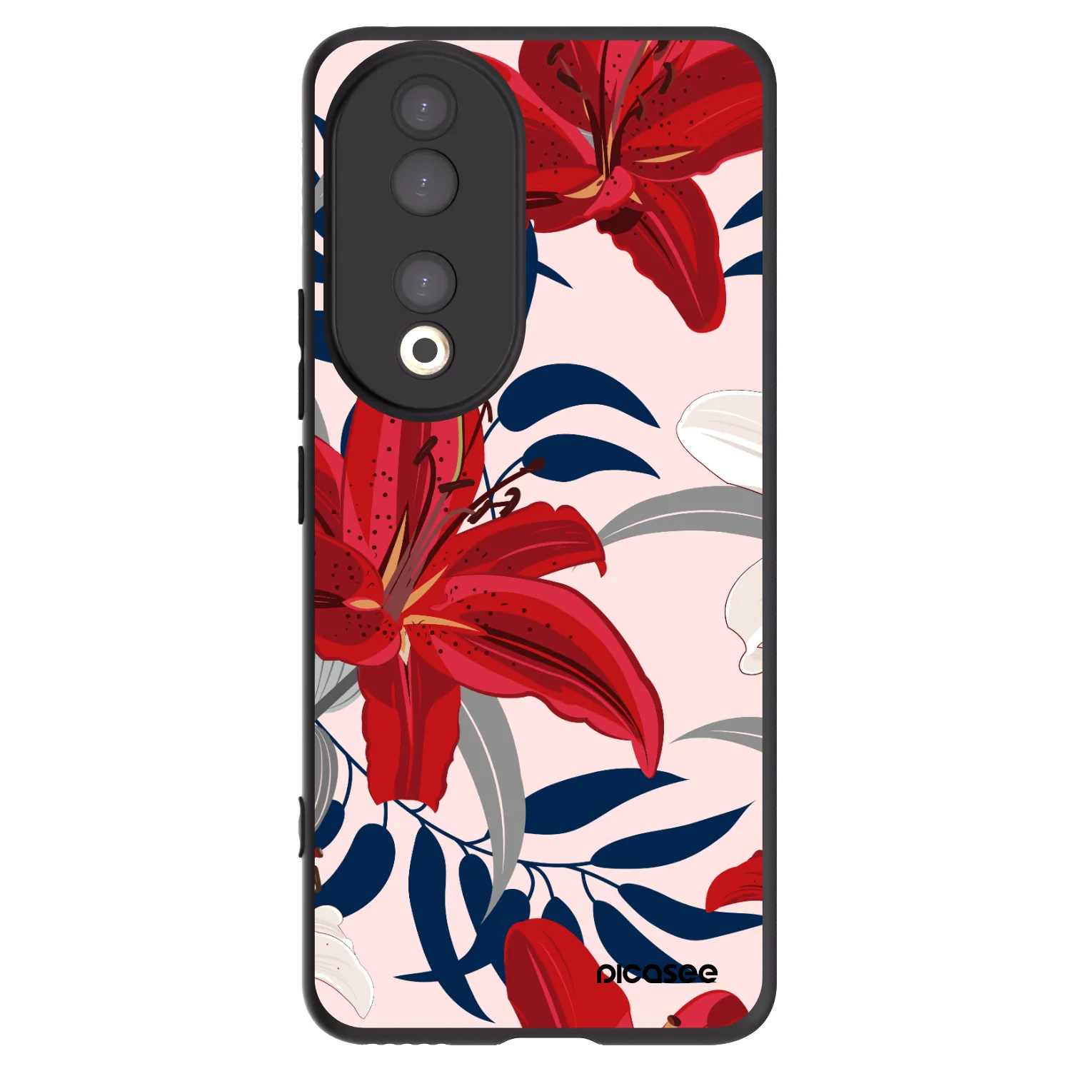 Picasee silikonowe czarne etui na Honor 90 5G - Red Lily
