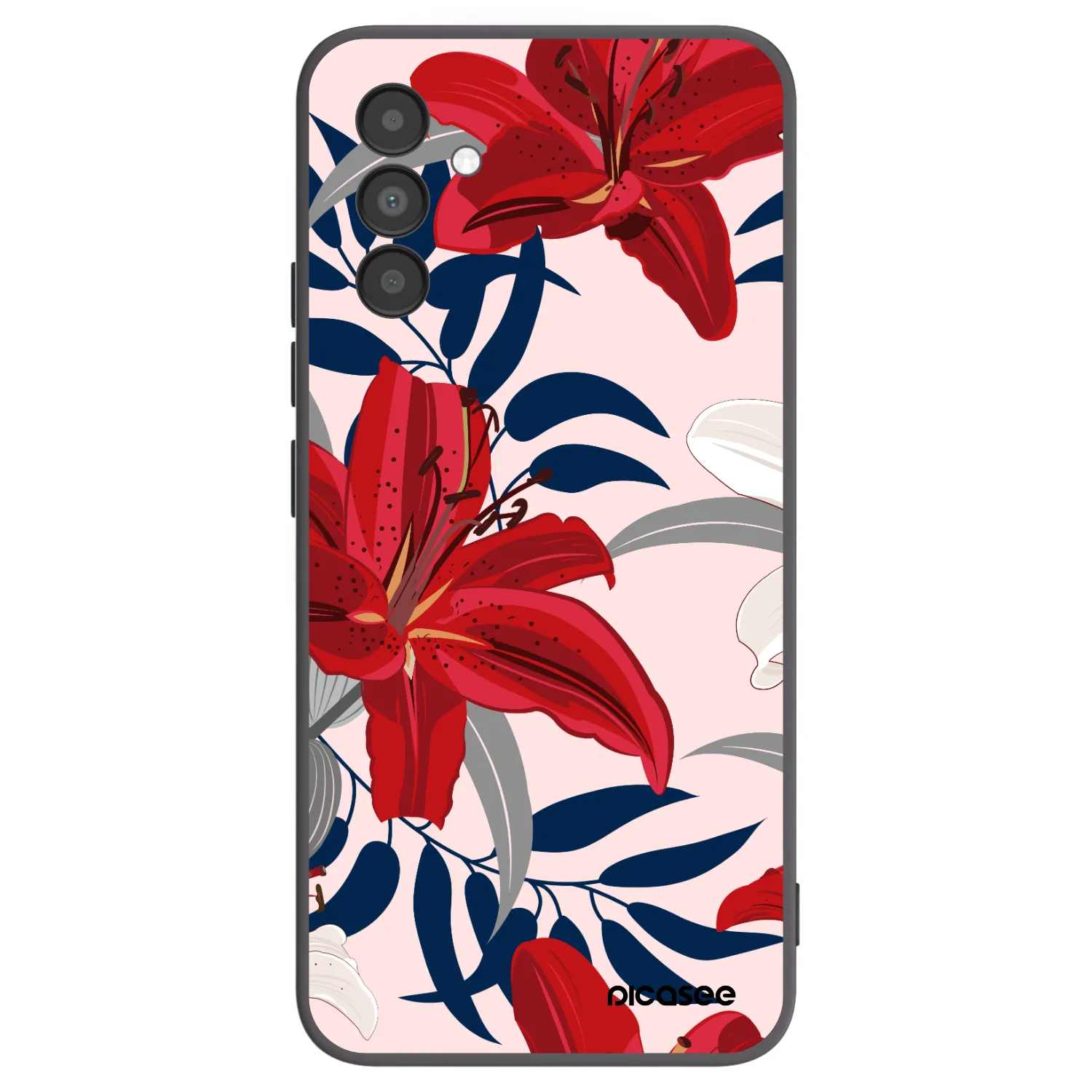 Picasee silikonowe czarne etui na Samsung Galaxy A04s A047F - Red Lily