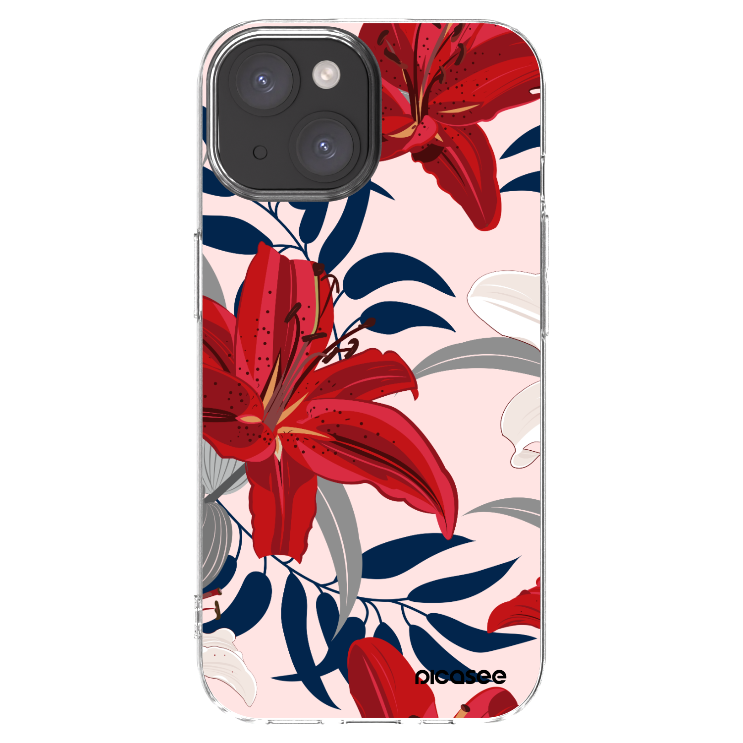 Picasee silikonowe przeźroczyste etui na Apple iPhone 15 - Red Lily
