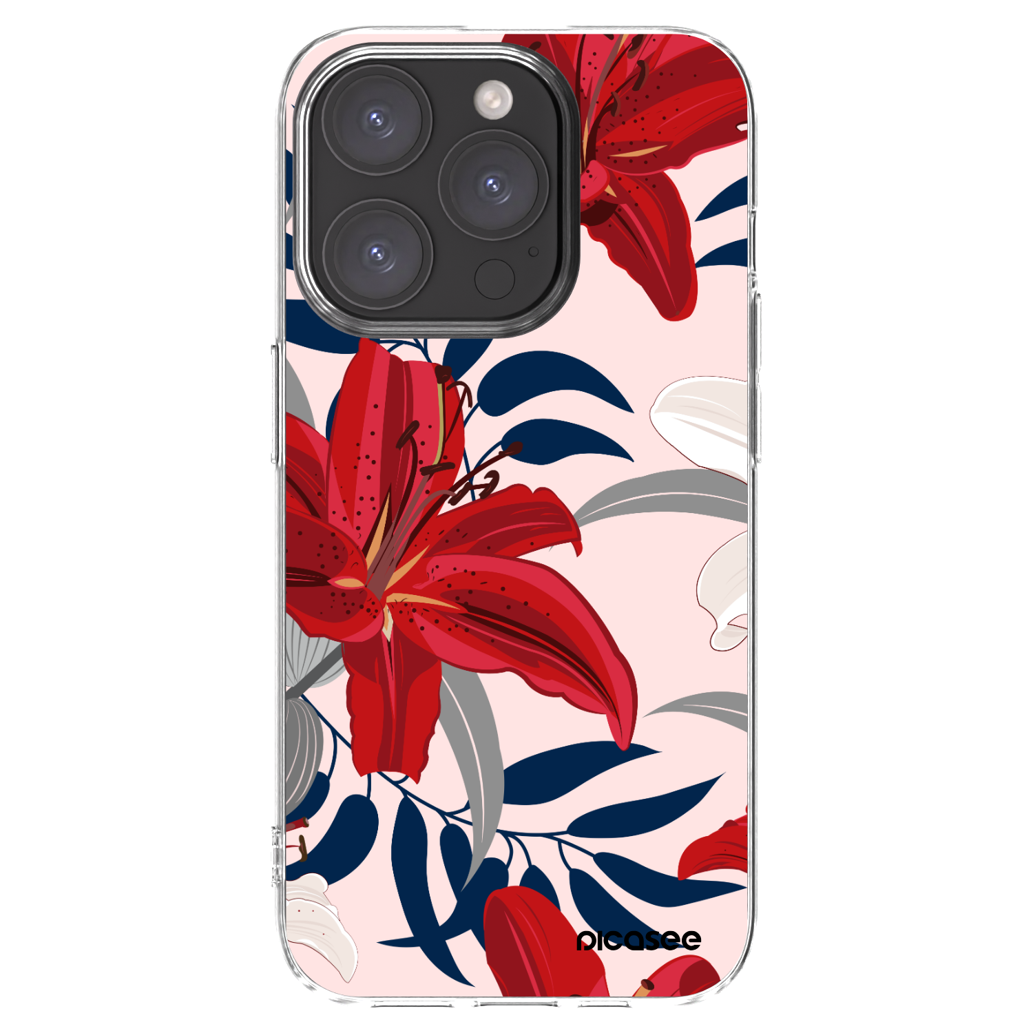 Picasee silikonowe przeźroczyste etui na Apple iPhone 15 Pro - Red Lily