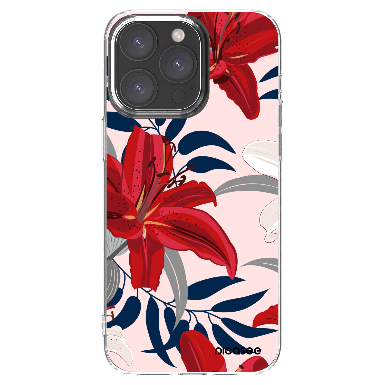 Picasee silikonowe przeźroczyste etui na Apple iPhone 15 Pro Max - Red Lily