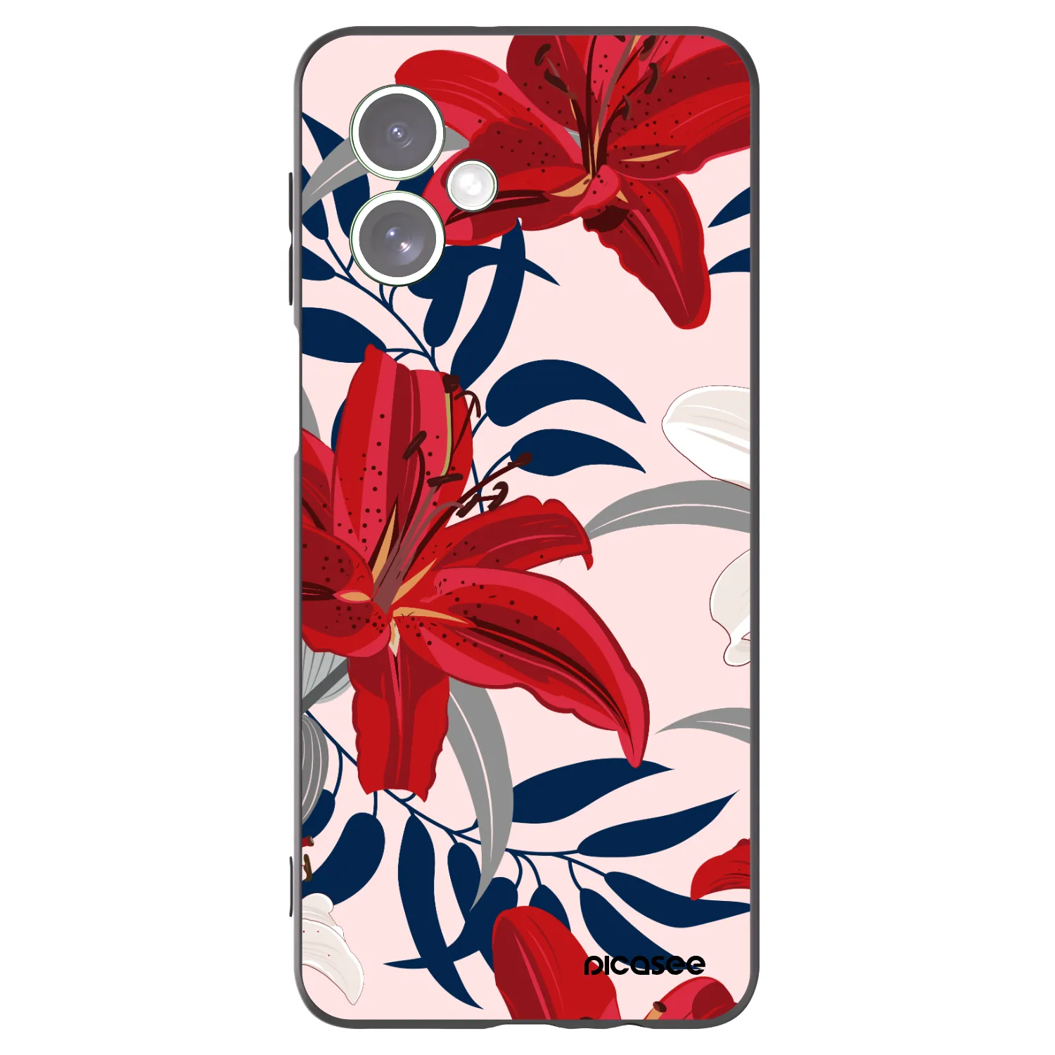 Picasee silikonowe czarne etui na Motorola Moto G54 5G - Red Lily