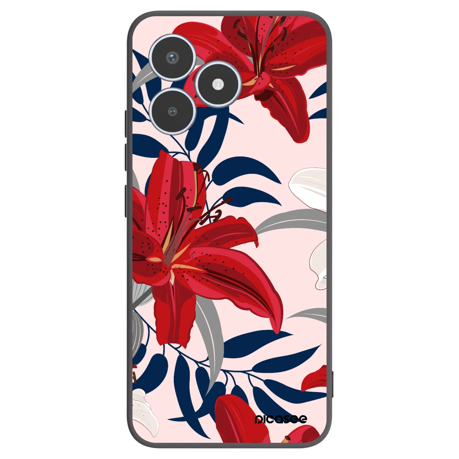 Picasee silikonowe czarne etui na Realme C53 - Red Lily