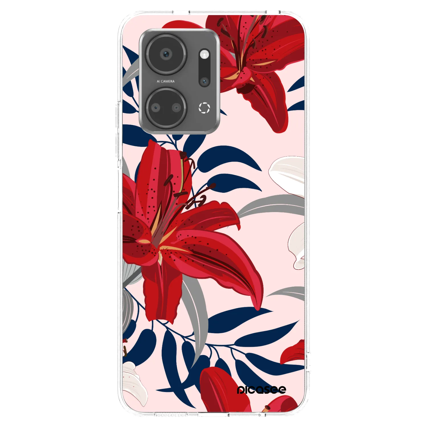 Picasee silikonowe przeźroczyste etui na Honor X7a - Red Lily