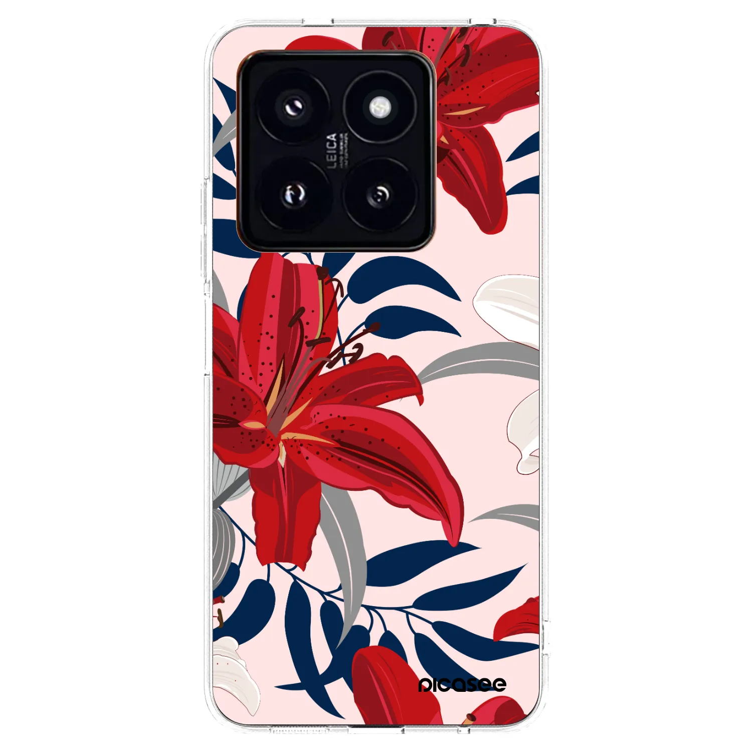Picasee silikonowe przeźroczyste etui na Xiaomi 14 Pro - Red Lily