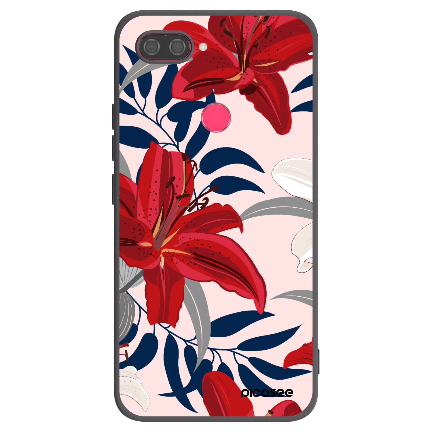 Picasee silikonowe czarne etui na Xiaomi Mi 8 Lite - Red Lily
