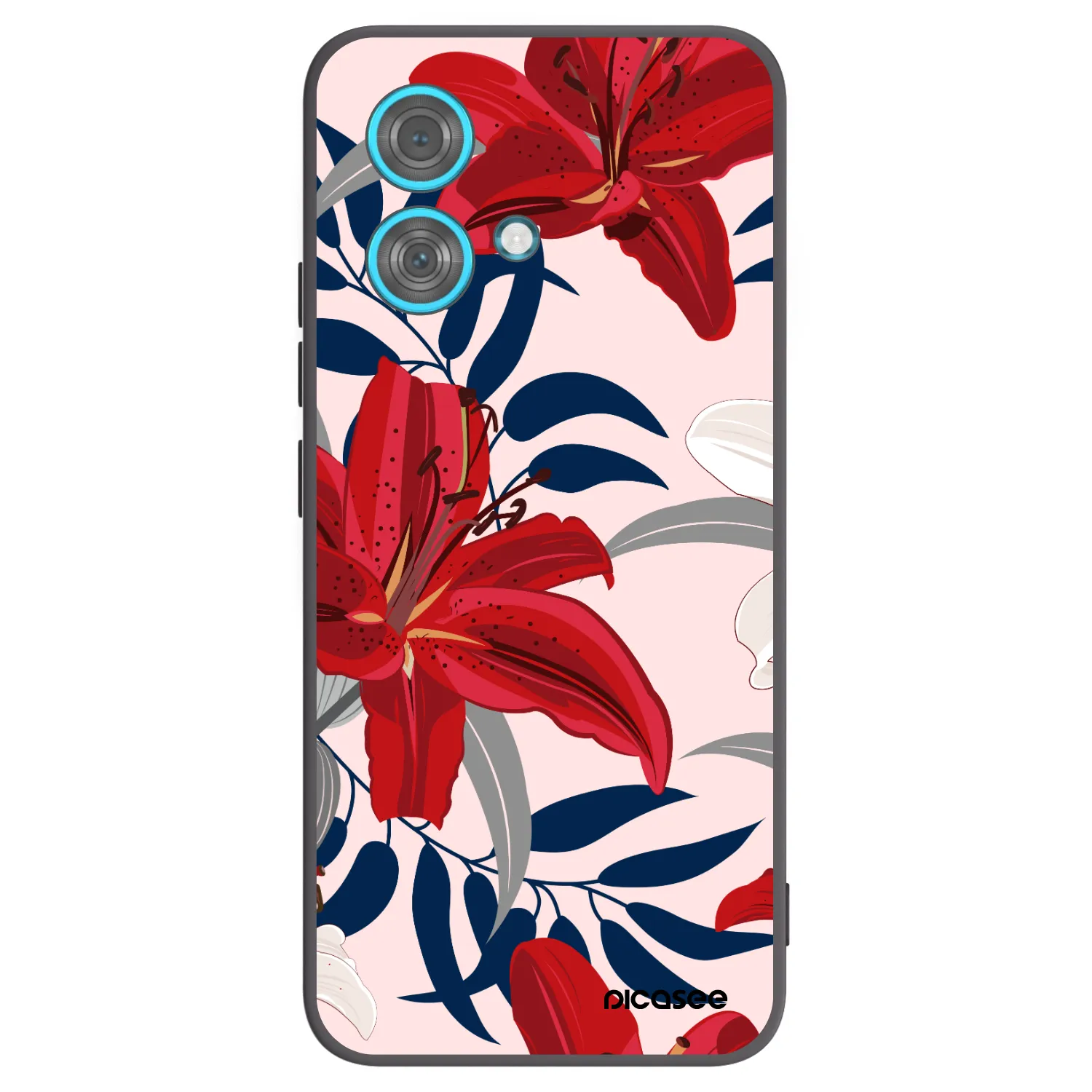 Picasee silikonowe czarne etui na Motorola Edge 40 Neo - Red Lily