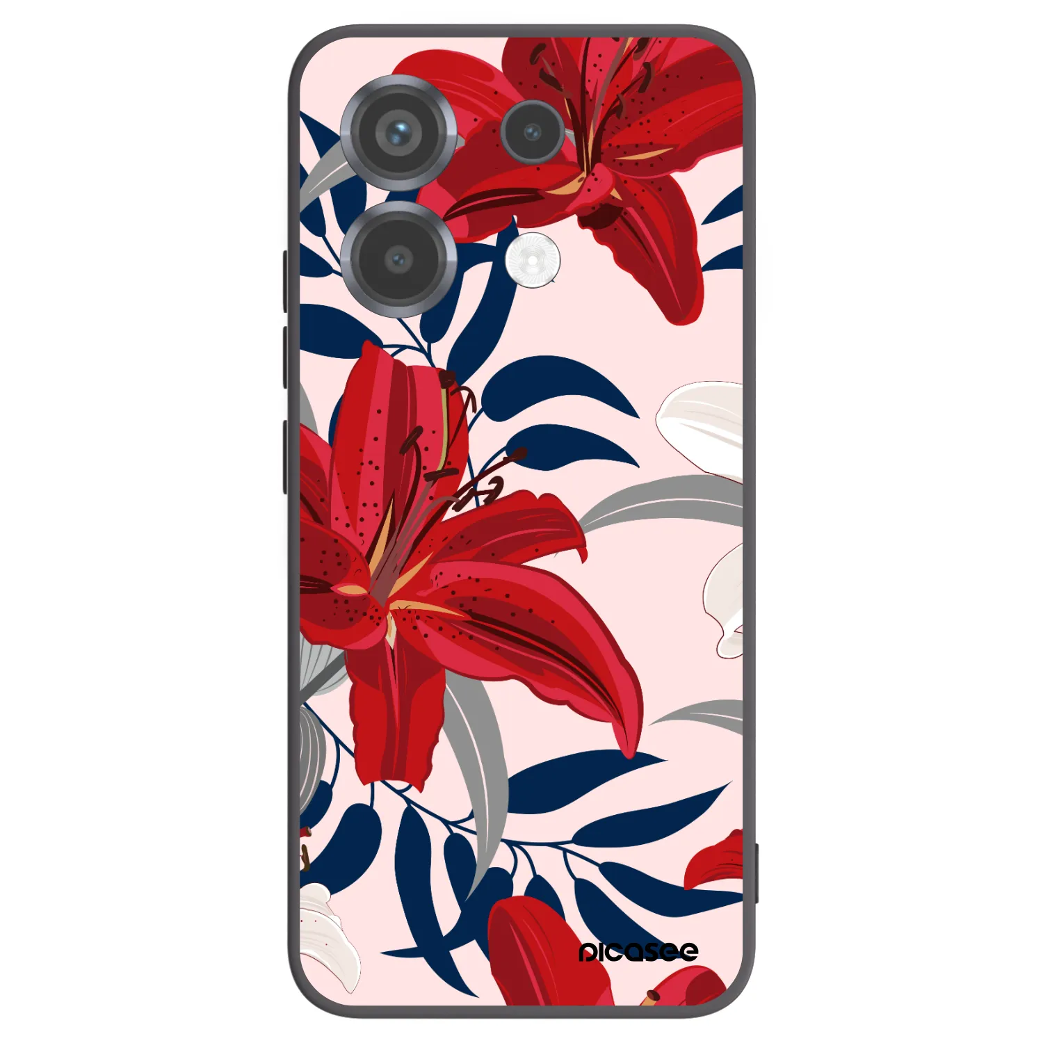 Picasee silikonowe czarne etui na Xiaomi Poco X6 - Red Lily