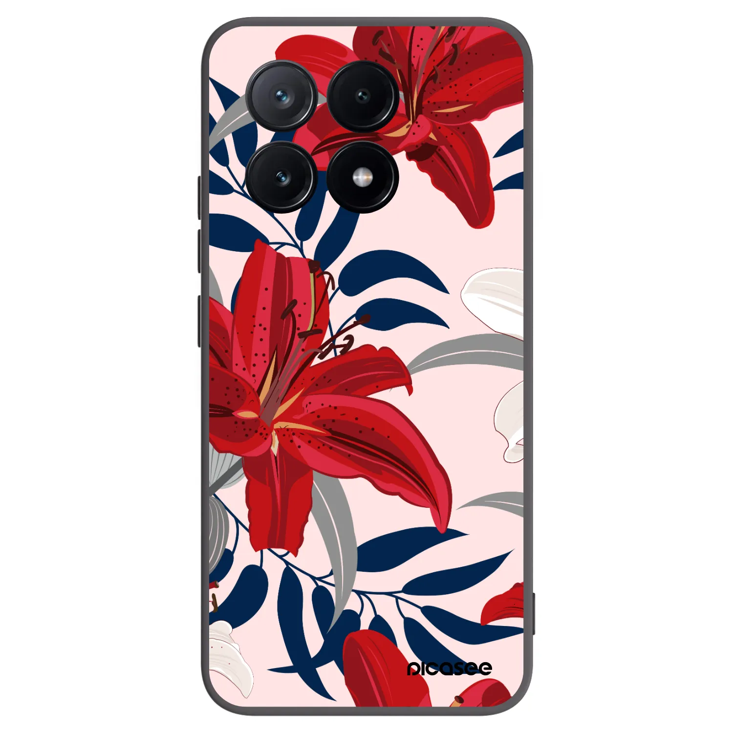 Picasee silikonowe czarne etui na Xiaomi Poco X6 Pro - Red Lily