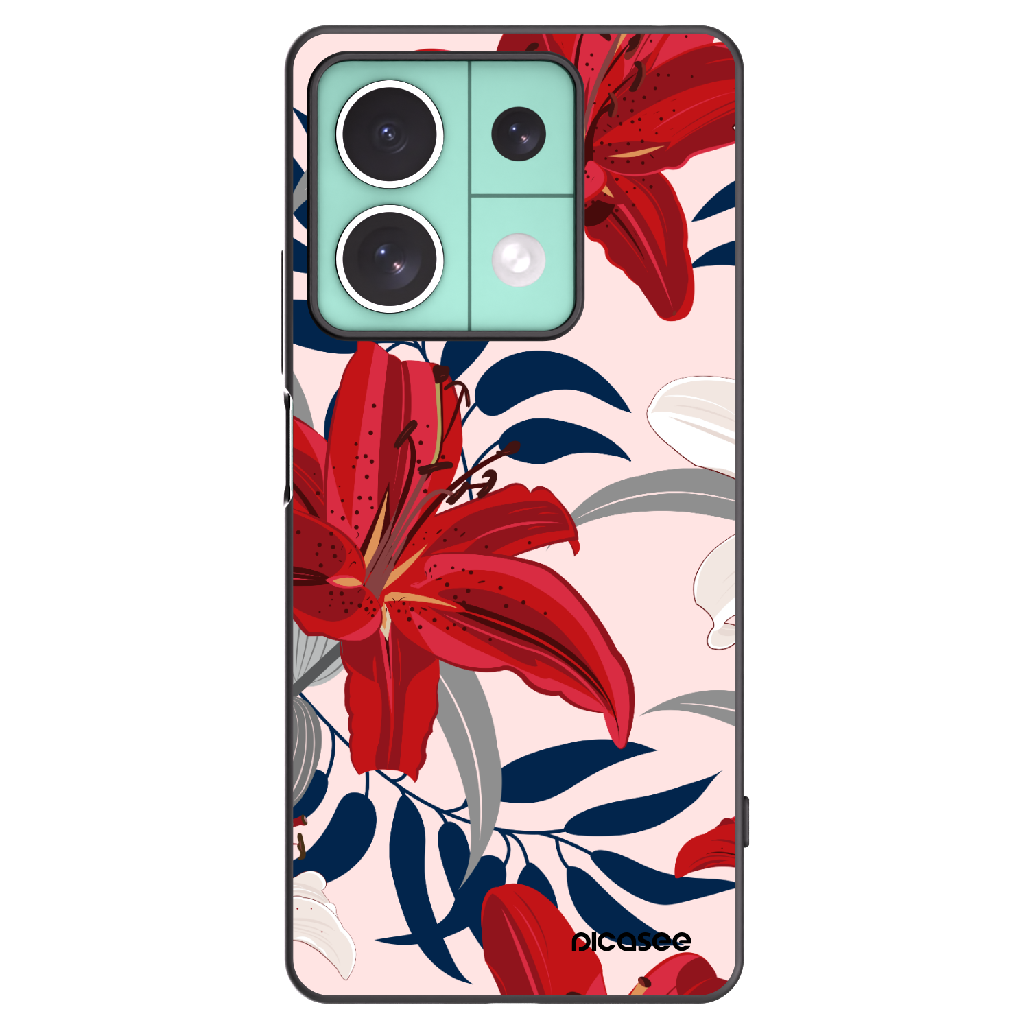 Picasee silikonowe czarne etui na Xiaomi Redmi Note 13 5G - Red Lily