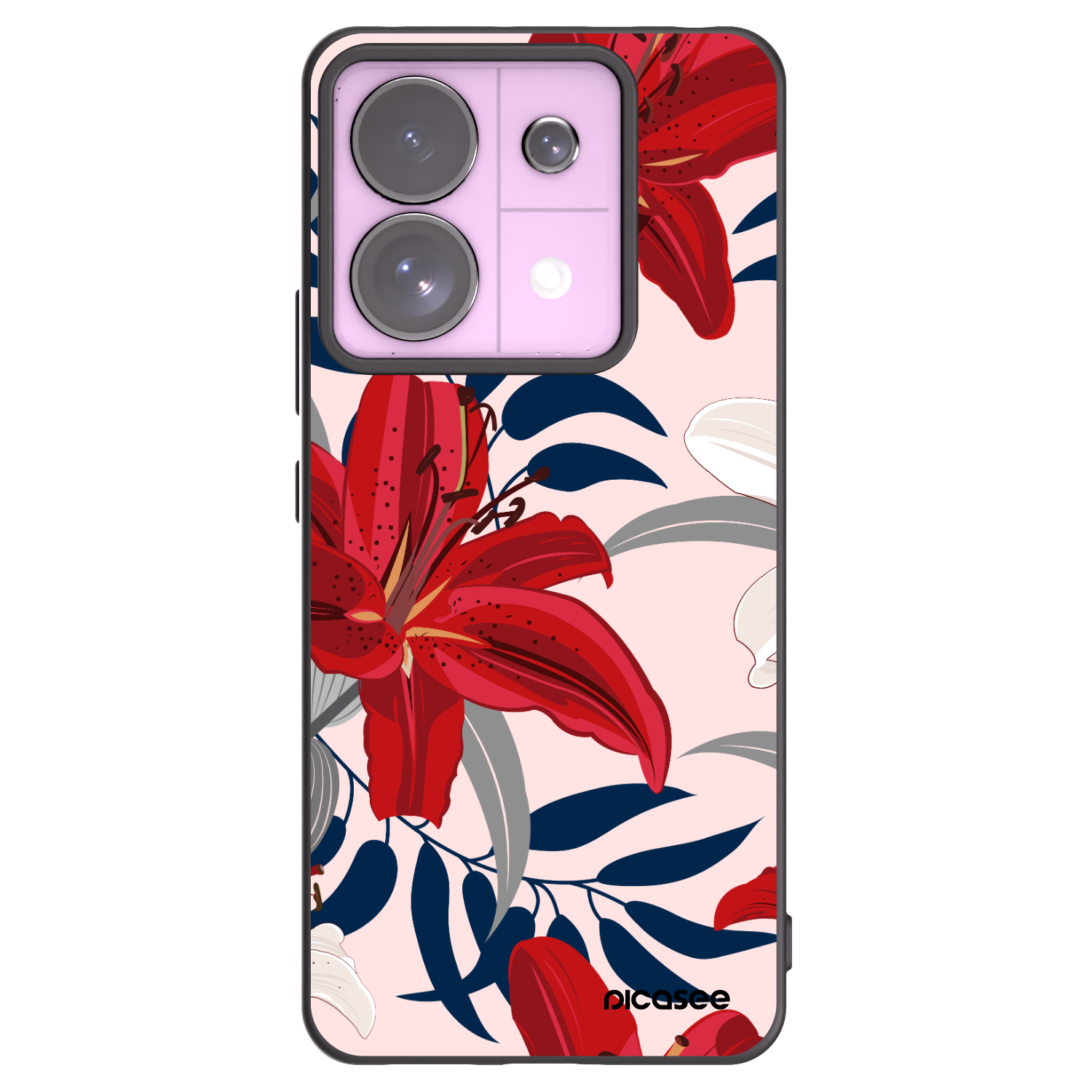 Picasee silikonowe czarne etui na Xiaomi Redmi Note 13 Pro 5G - Red Lily