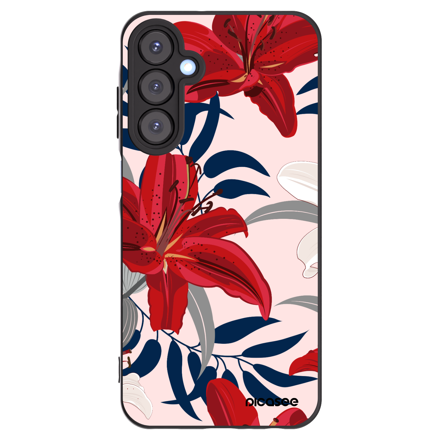 Picasee silikonowe czarne etui na Samsung Galaxy A25 A256B 5G - Red Lily
