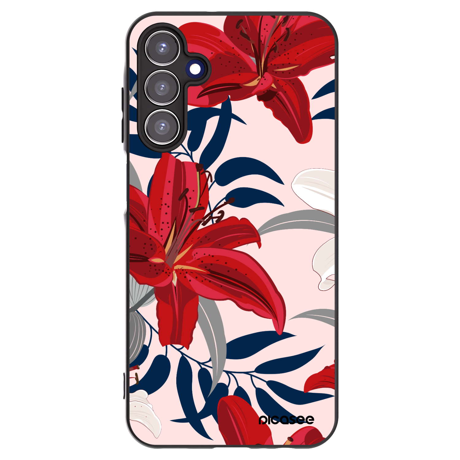 Picasee silikonowe czarne etui na Samsung Galaxy A15 A155F 4G - Red Lily