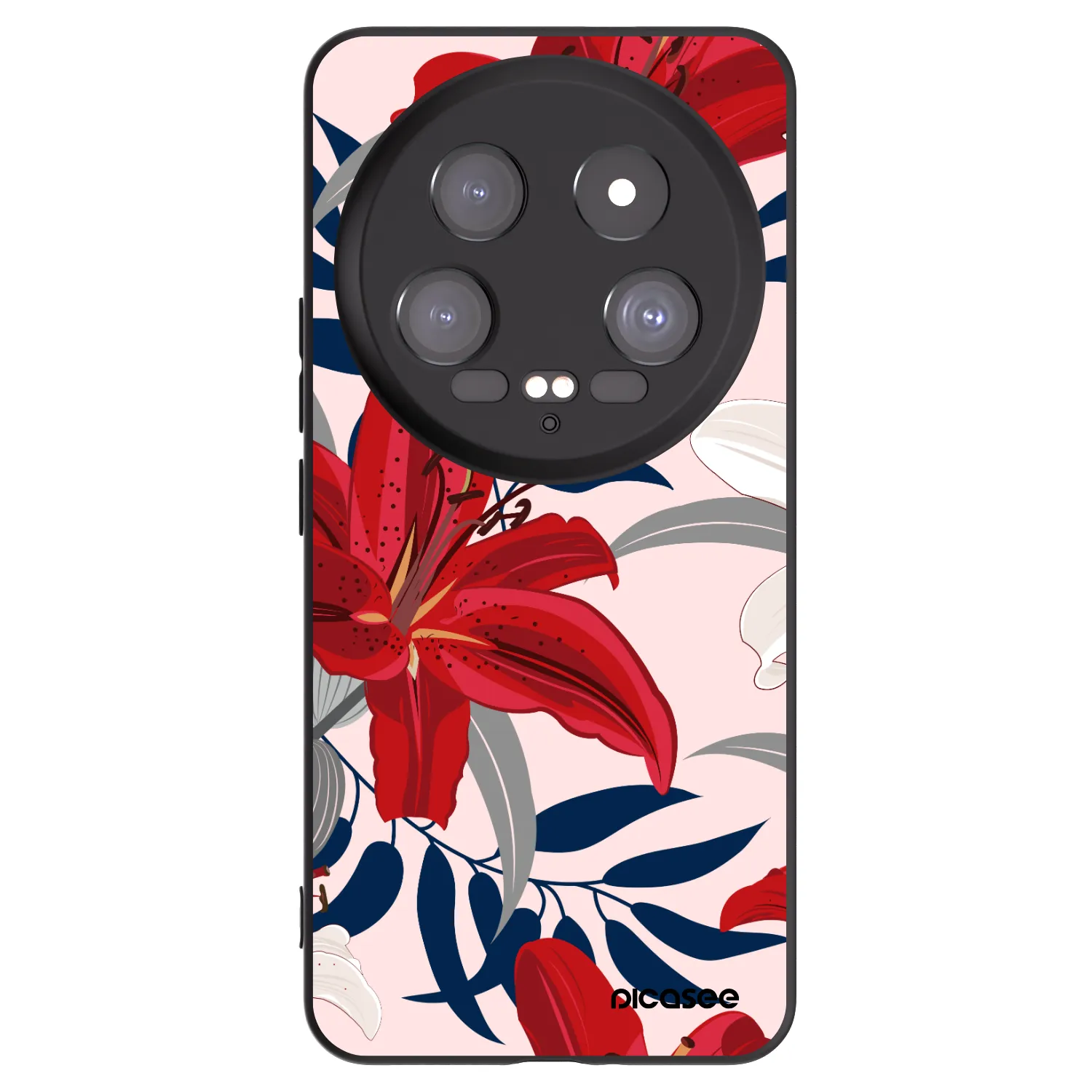 Picasee silikonowe czarne etui na Xiaomi 14 Ultra - Red Lily