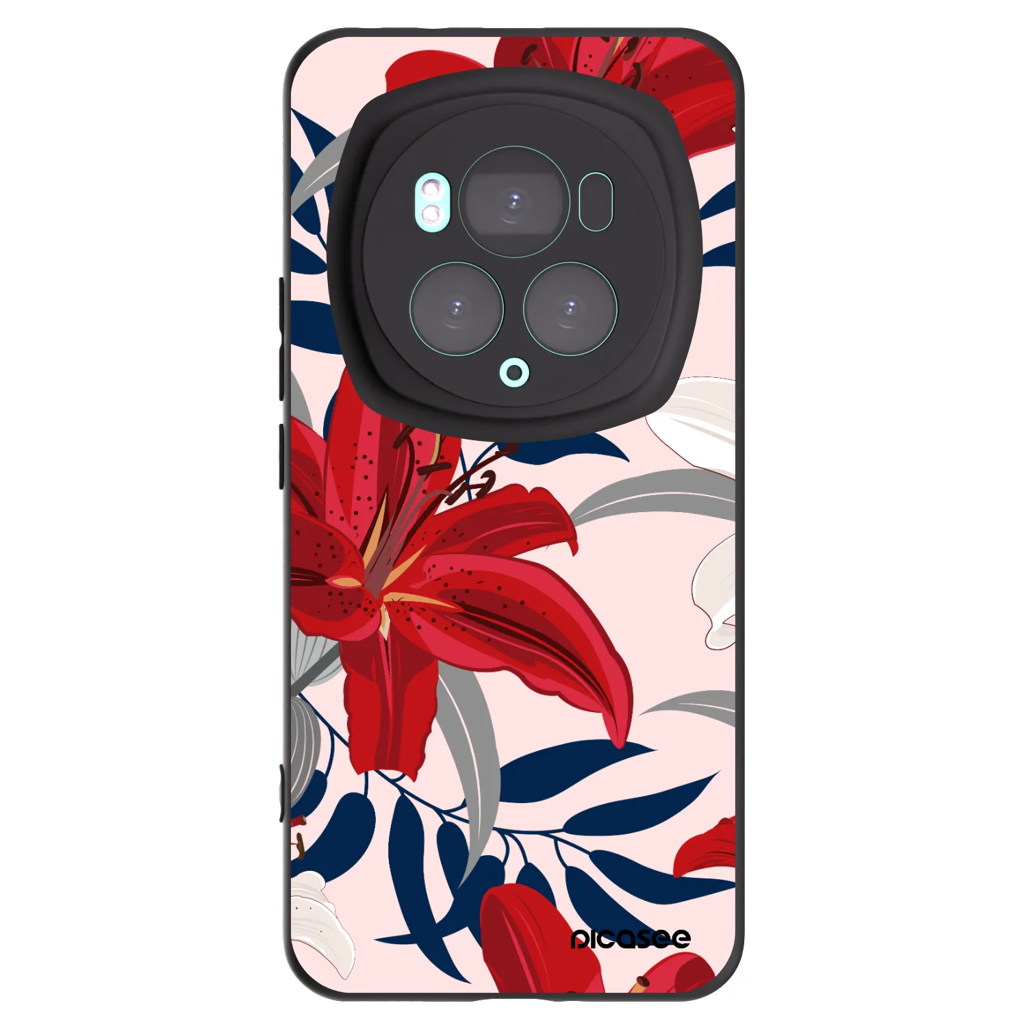 Picasee silikonowe czarne etui na Honor Magic6 Pro - Red Lily