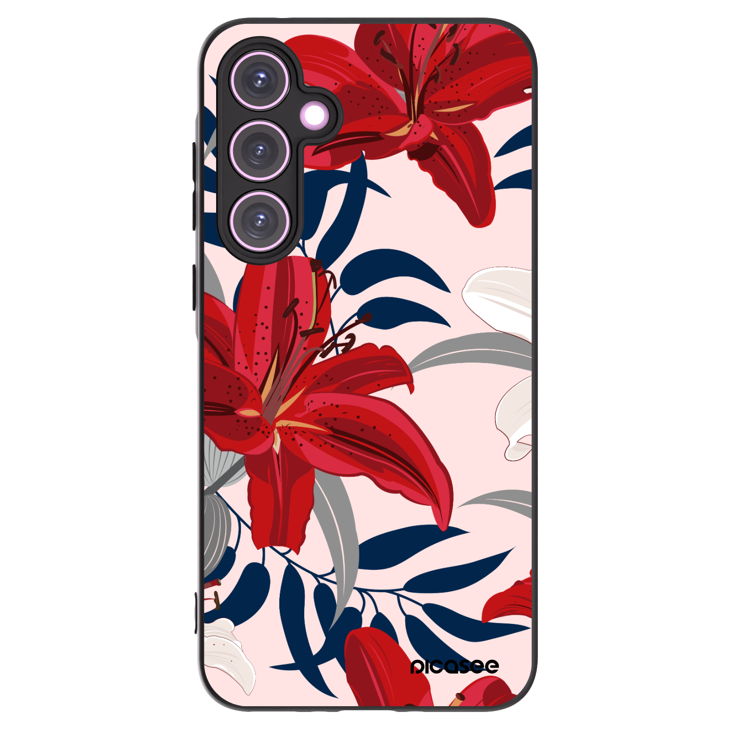 Picasee silikonowe czarne etui na Samsung Galaxy A35 5G A356B - Red Lily