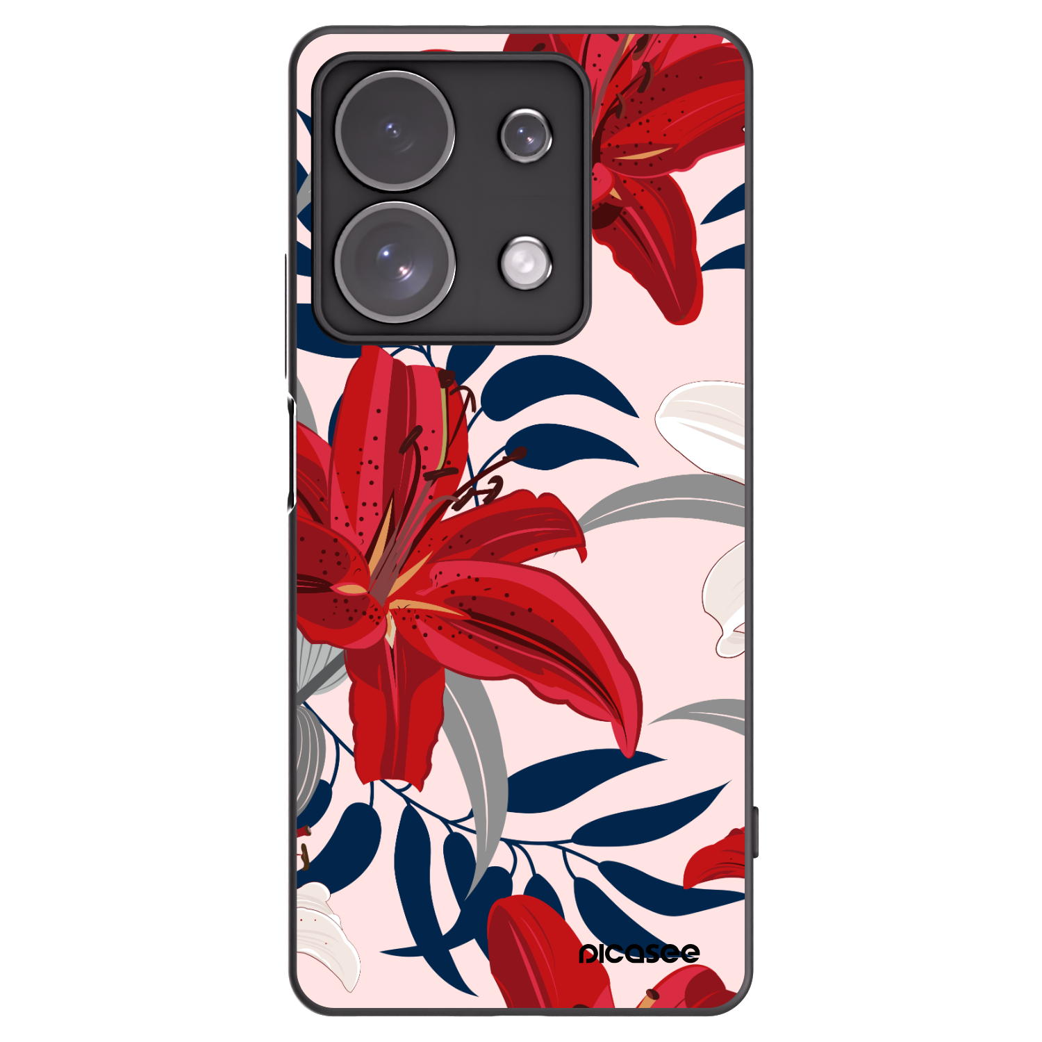 Picasee silikonowe czarne etui na Xiaomi Redmi Note 13 Pro 4G - Red Lily