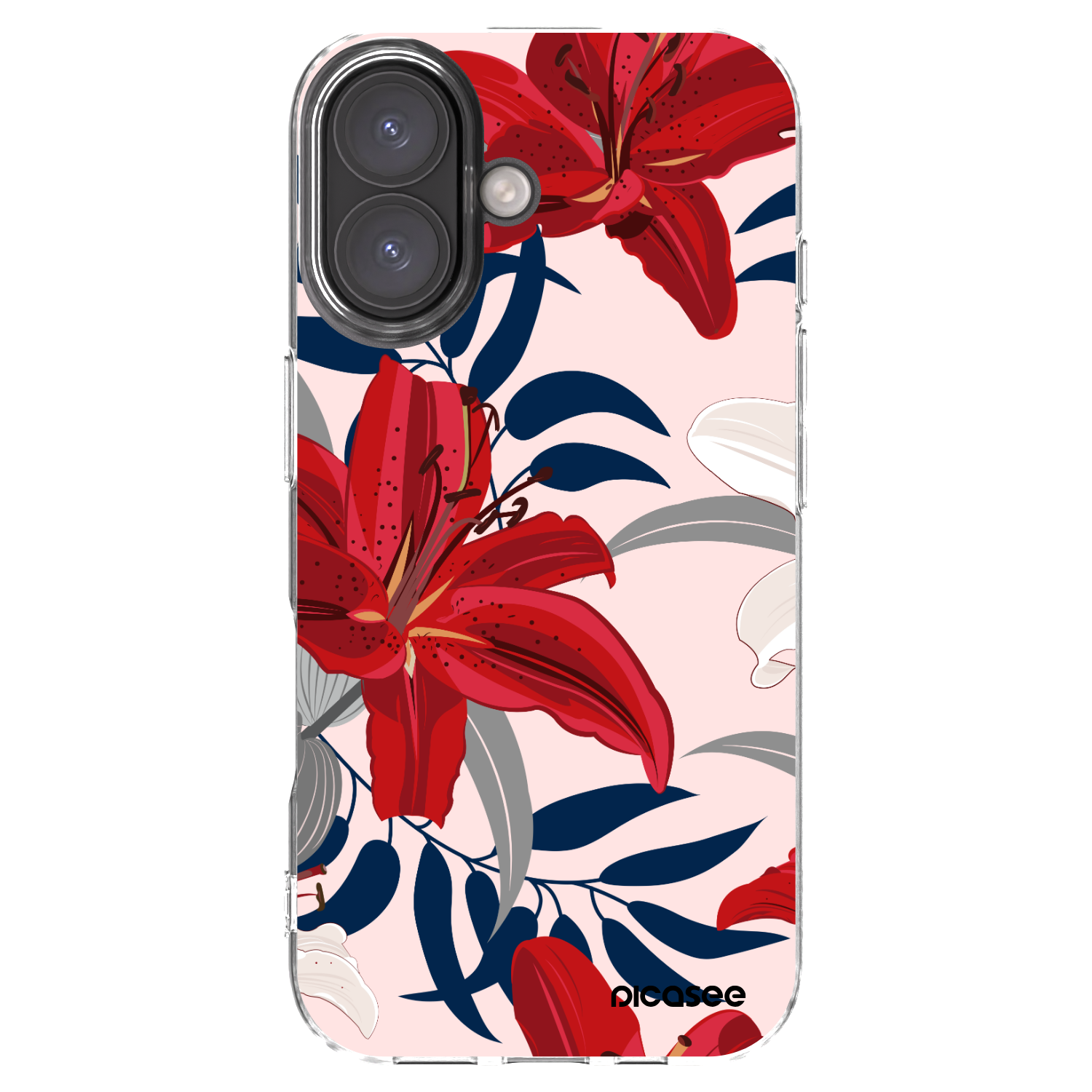 Picasee silikonowe przeźroczyste etui na Apple iPhone 16 - Red Lily
