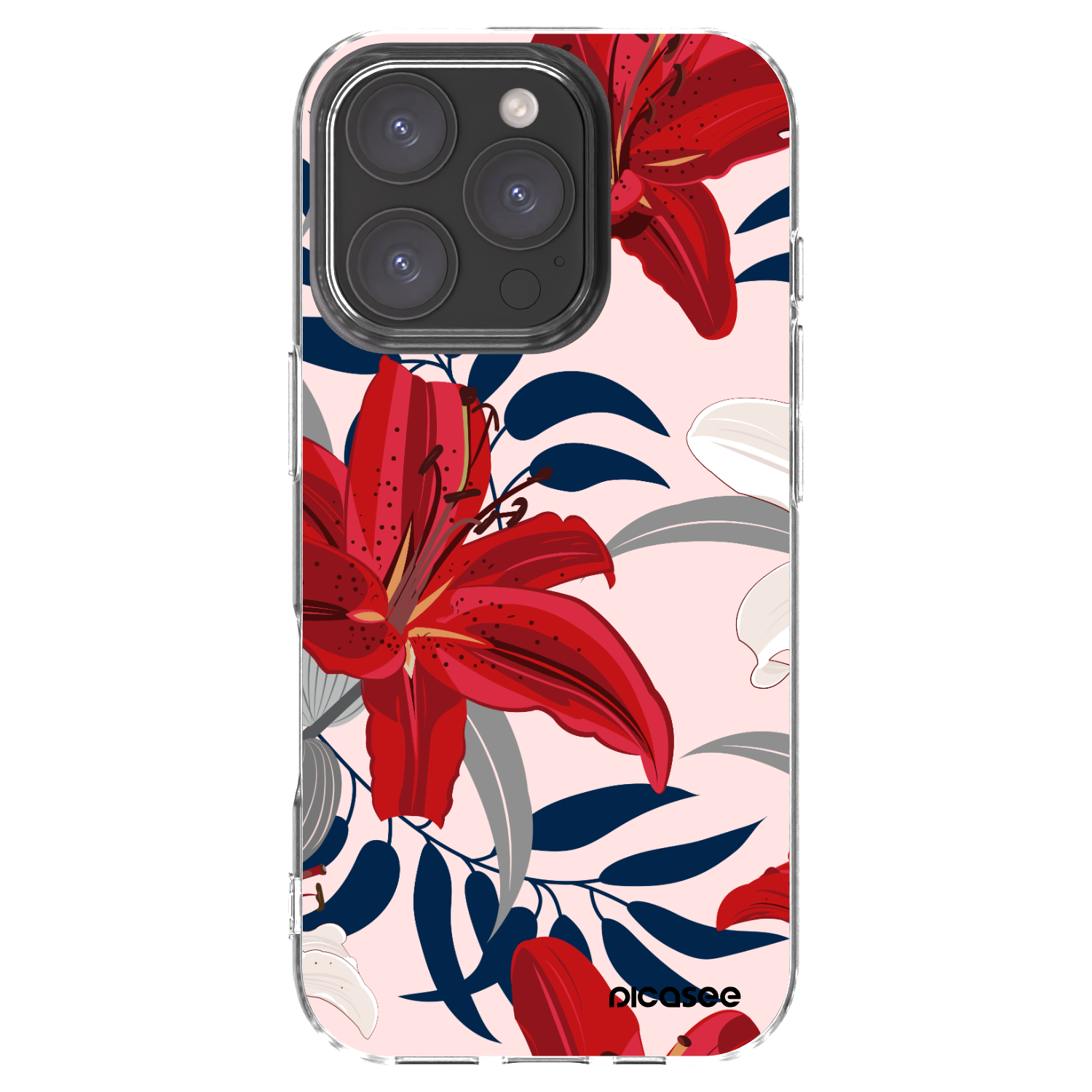 Picasee silikonowe przeźroczyste etui na Apple iPhone 16 Pro - Red Lily