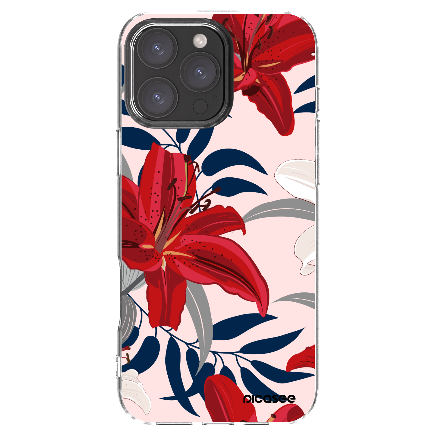 Picasee silikonowe przeźroczyste etui na Apple iPhone 16 Pro Max - Red Lily