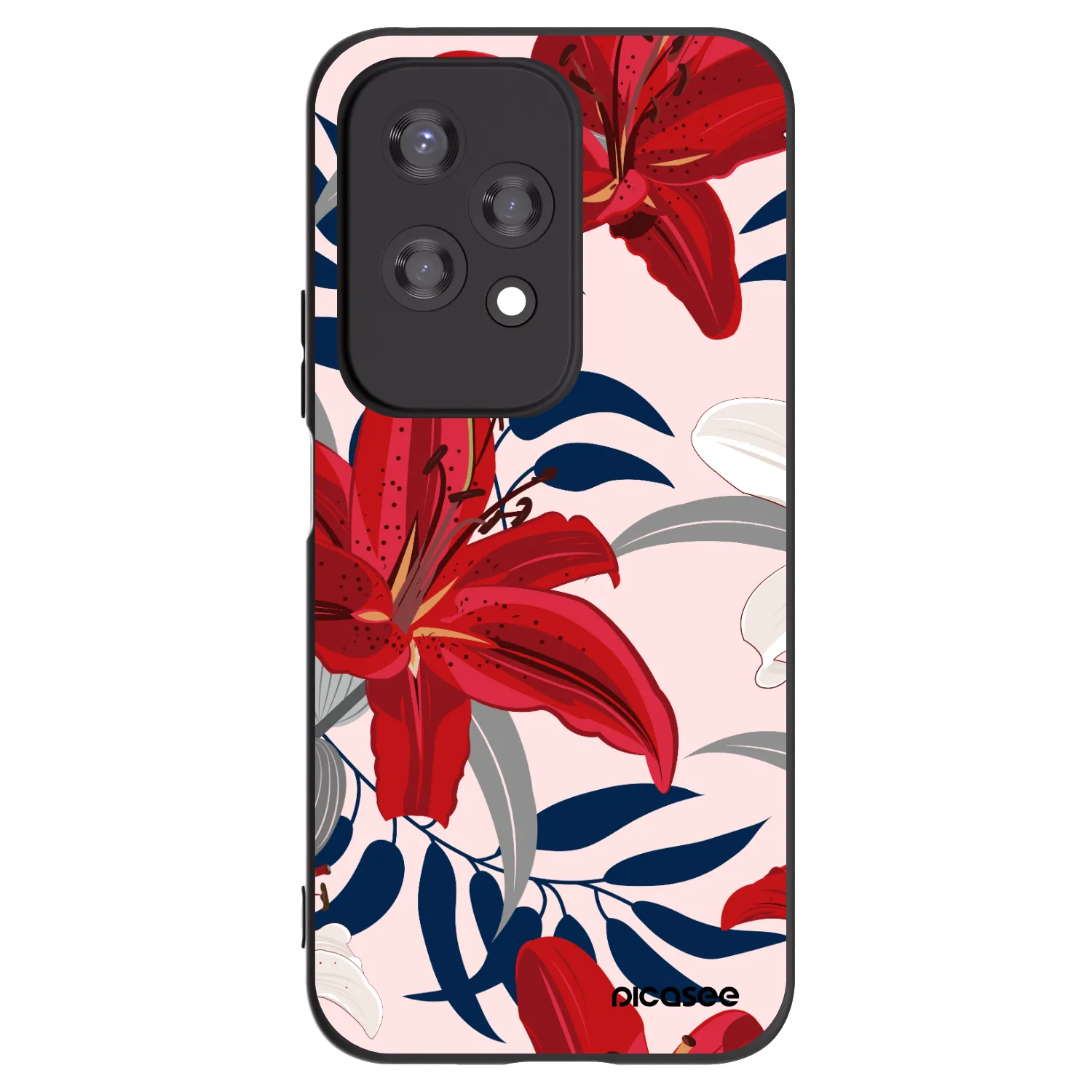 Picasee silikonowe czarne etui na Honor 200 Lite - Red Lily