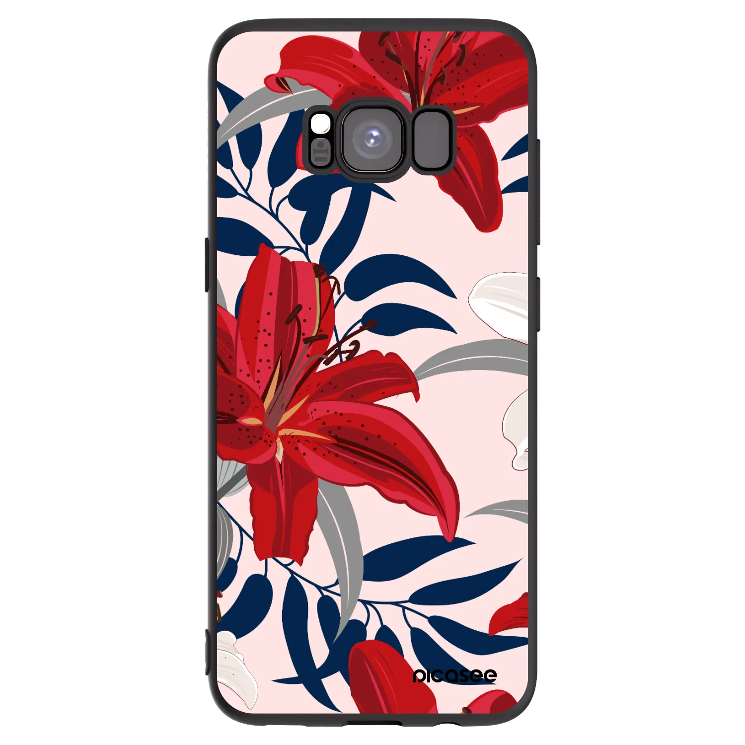 Picasee silikonowe czarne etui na Samsung Galaxy S8 G950F - Red Lily