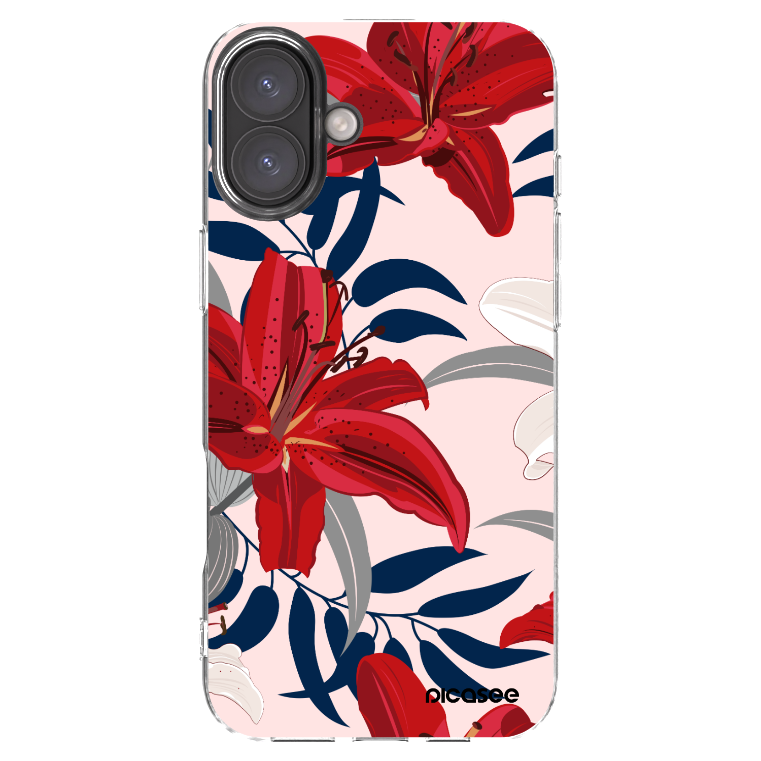 Picasee silikonowe przeźroczyste etui na Apple iPhone 16 Plus - Red Lily