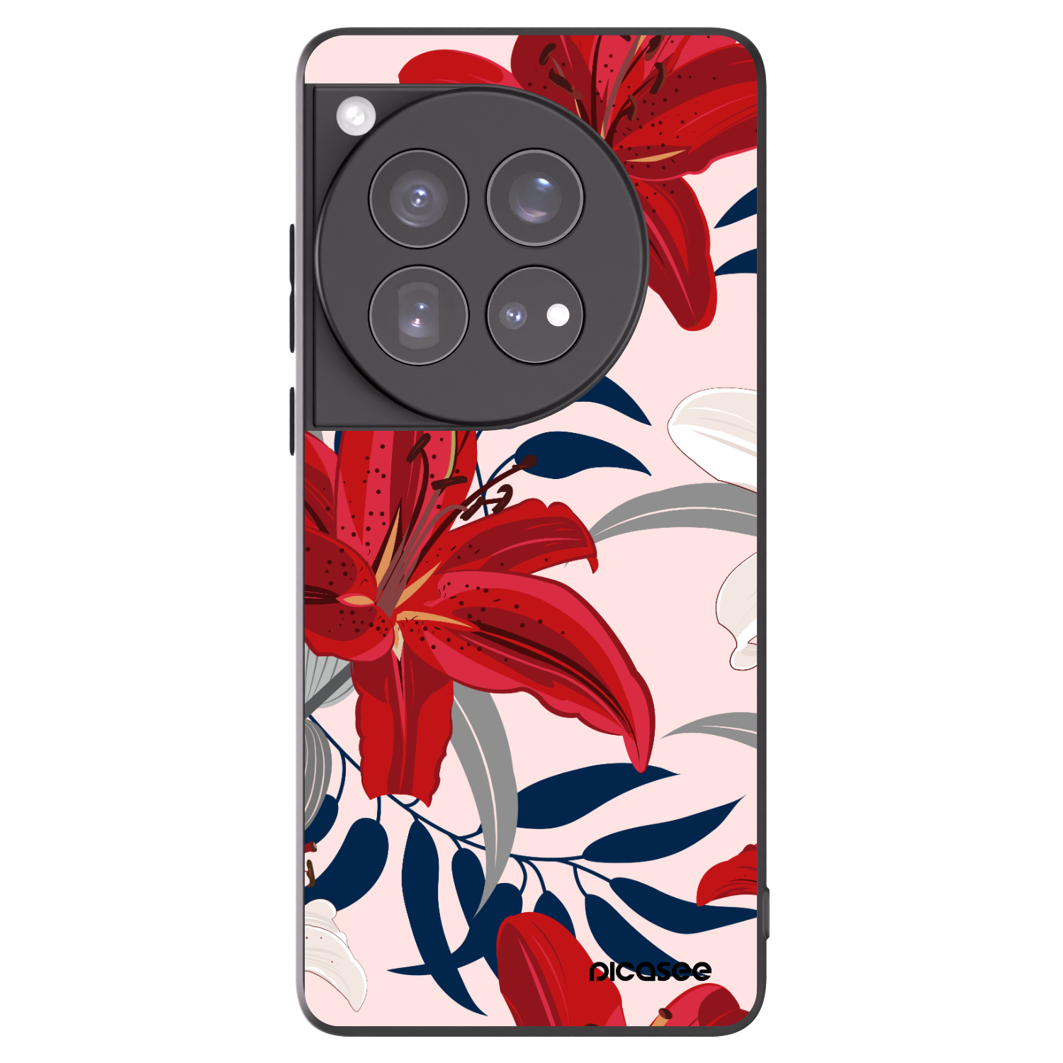 Picasee silikonowe czarne etui na OnePlus 12 5G - Red Lily