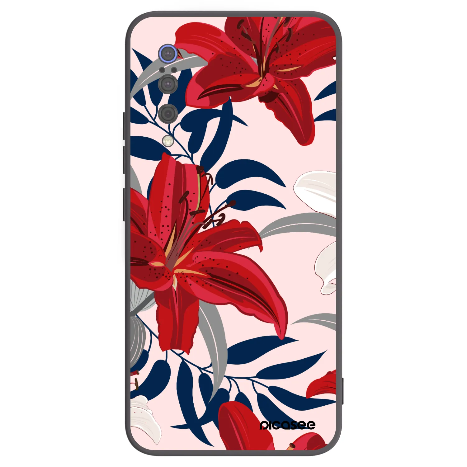 Picasee silikonowe czarne etui na Xiaomi Mi 9 - Red Lily