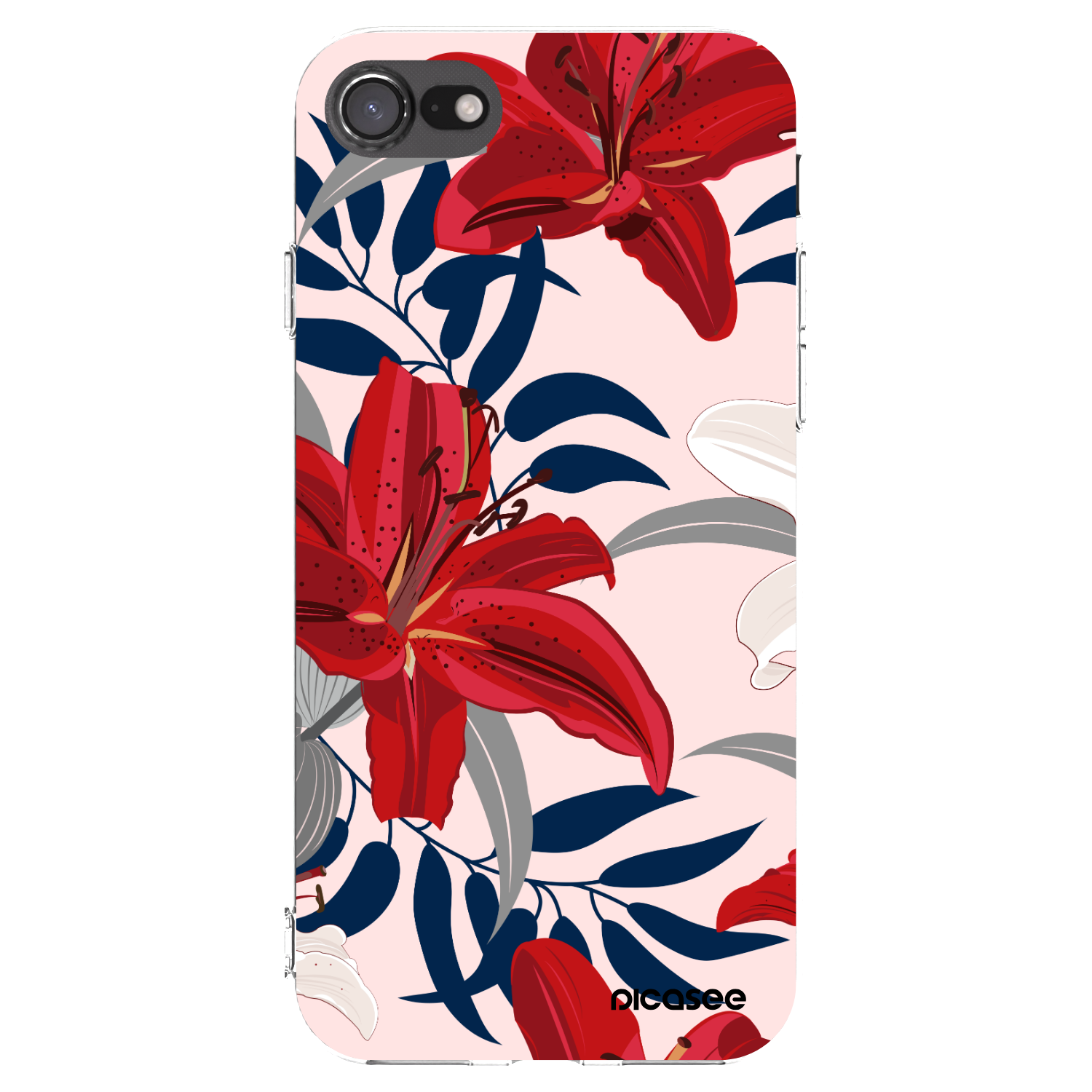 Picasee silikonowe przeźroczyste etui na Apple iPhone 7 - Red Lily