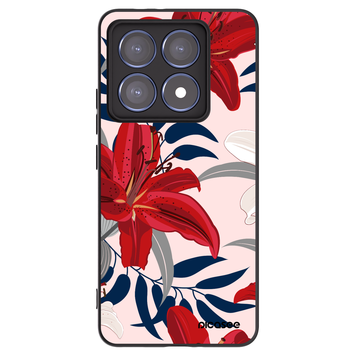 Picasee silikonowe czarne etui na Xiaomi 14T Pro - Red Lily