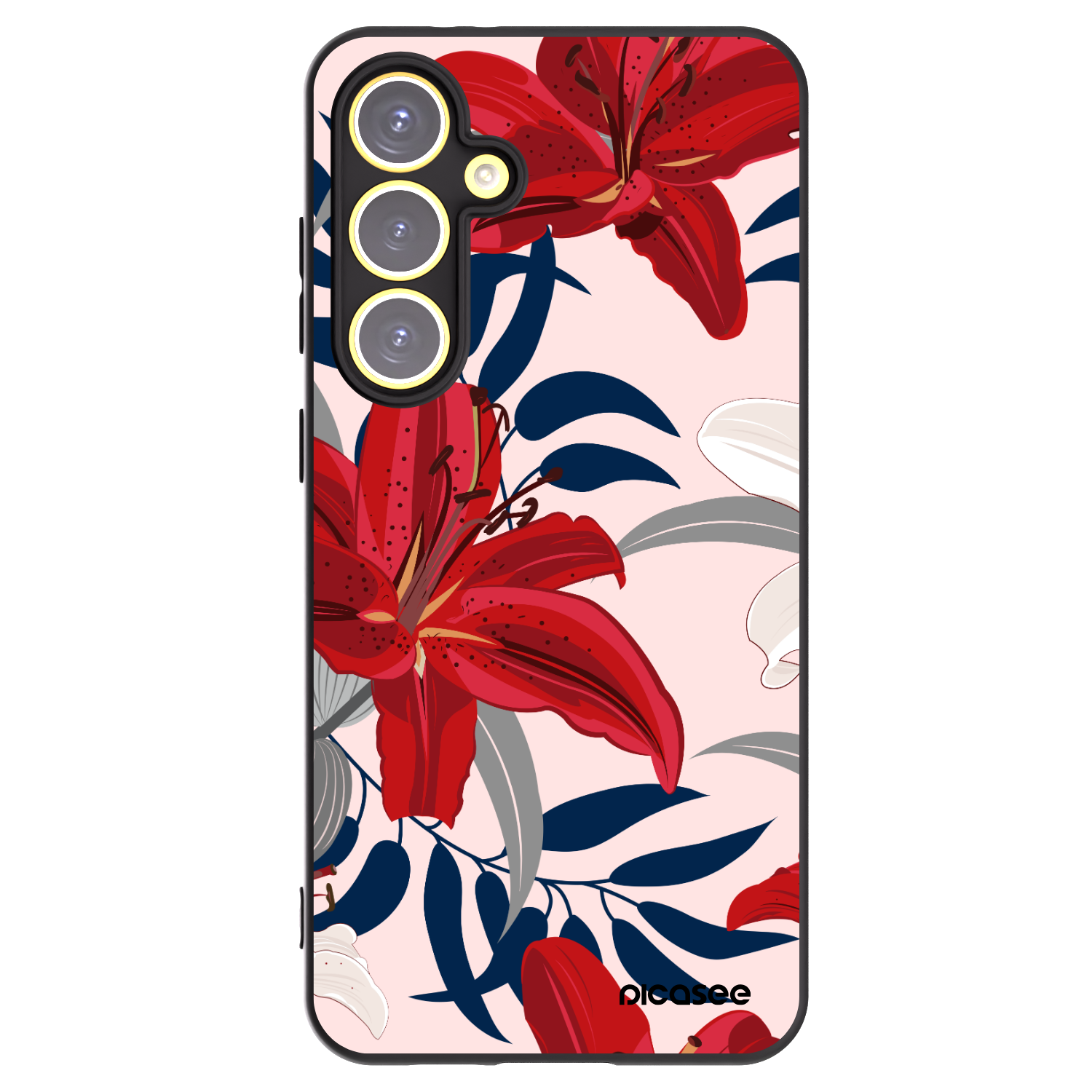 Picasee silikonowe czarne etui na Samsung Galaxy S24 FE S721B - Red Lily