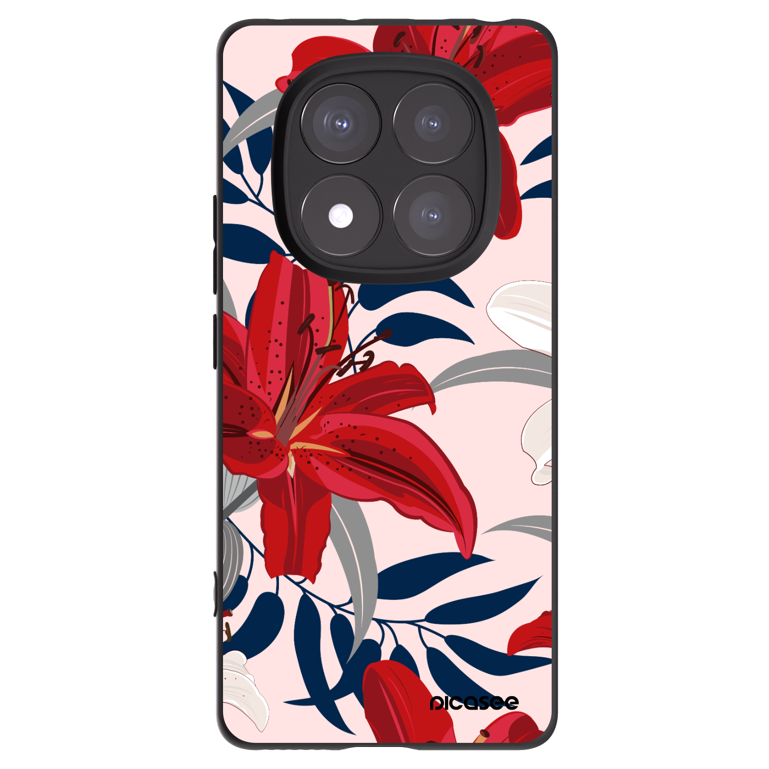 Picasee silikonowe czarne etui na Xiaomi Redmi Note 14 Pro 5G - Red Lily