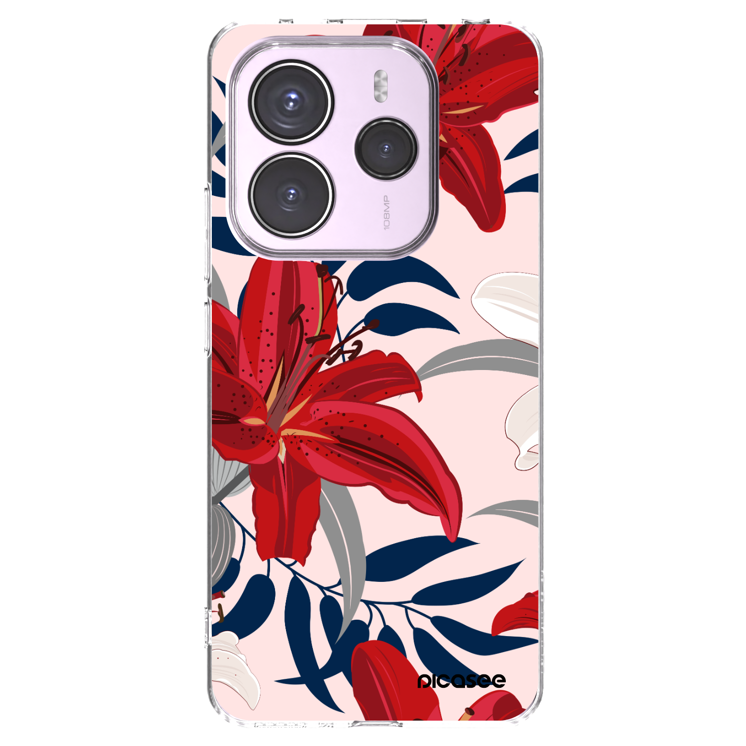 Picasee silikonowe przeźroczyste etui na Xiaomi Redmi Note 14 5G - Red Lily