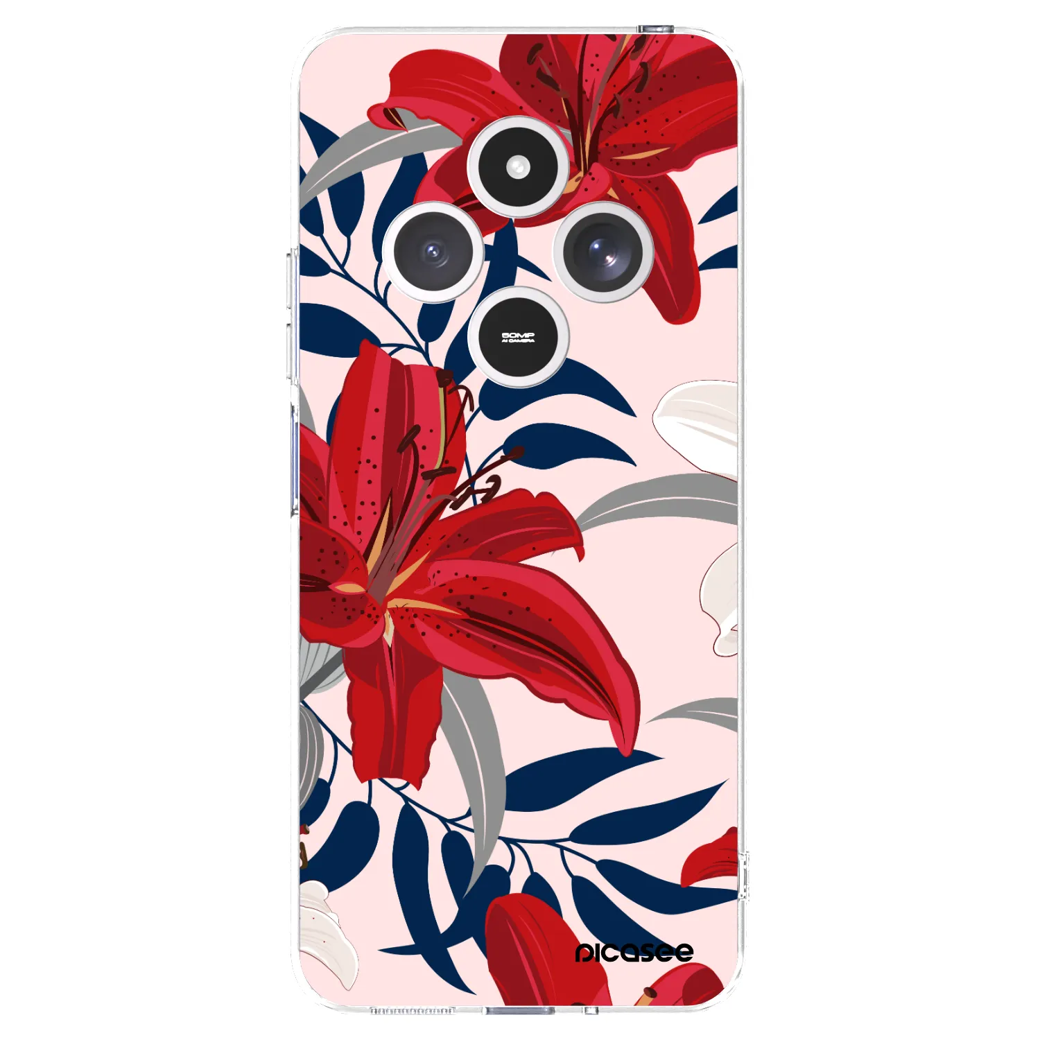 Picasee silikonowe przeźroczyste etui na Xiaomi Redmi 14C - Red Lily