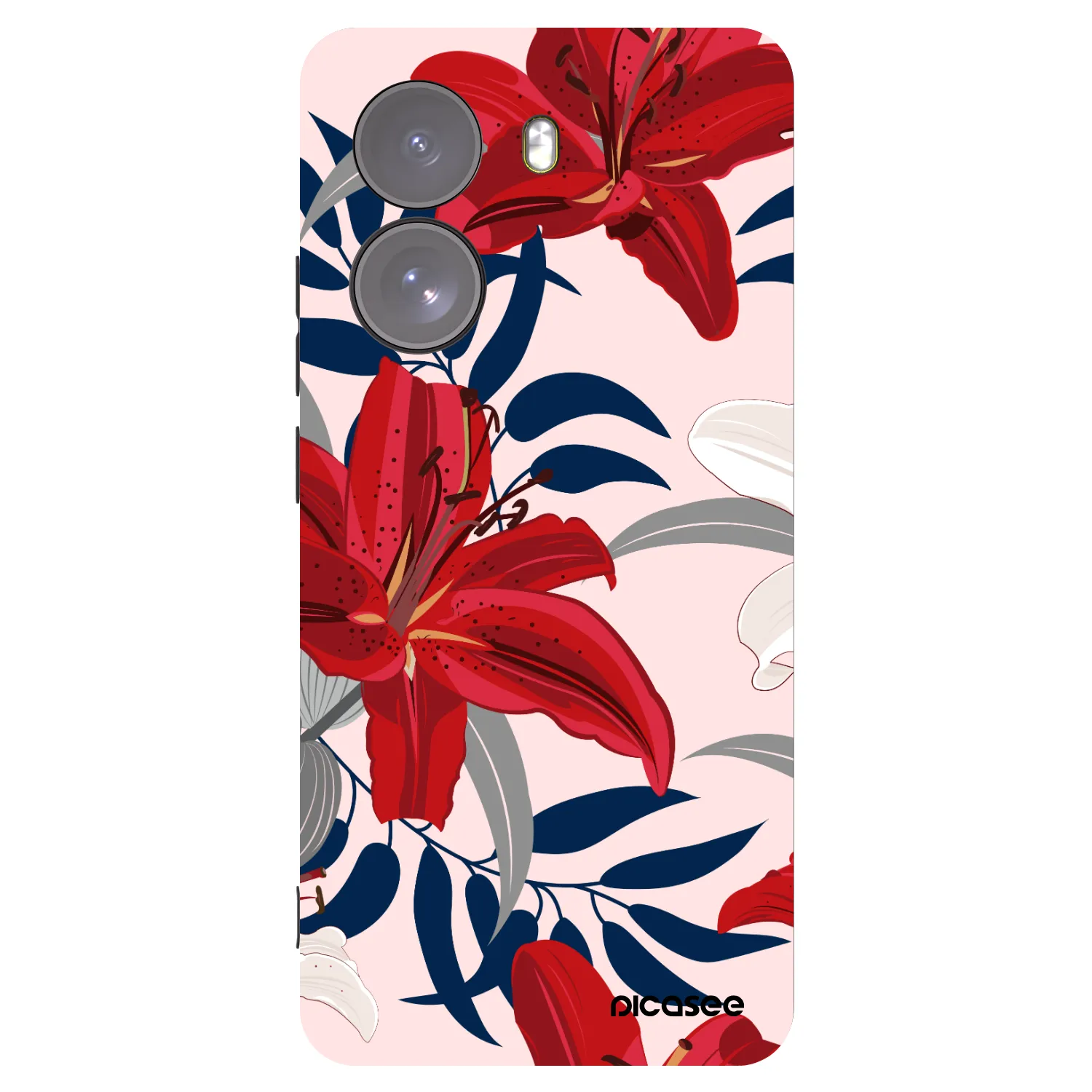 Picasee silikonowe czarne etui na Xiaomi Poco X7 - Red Lily