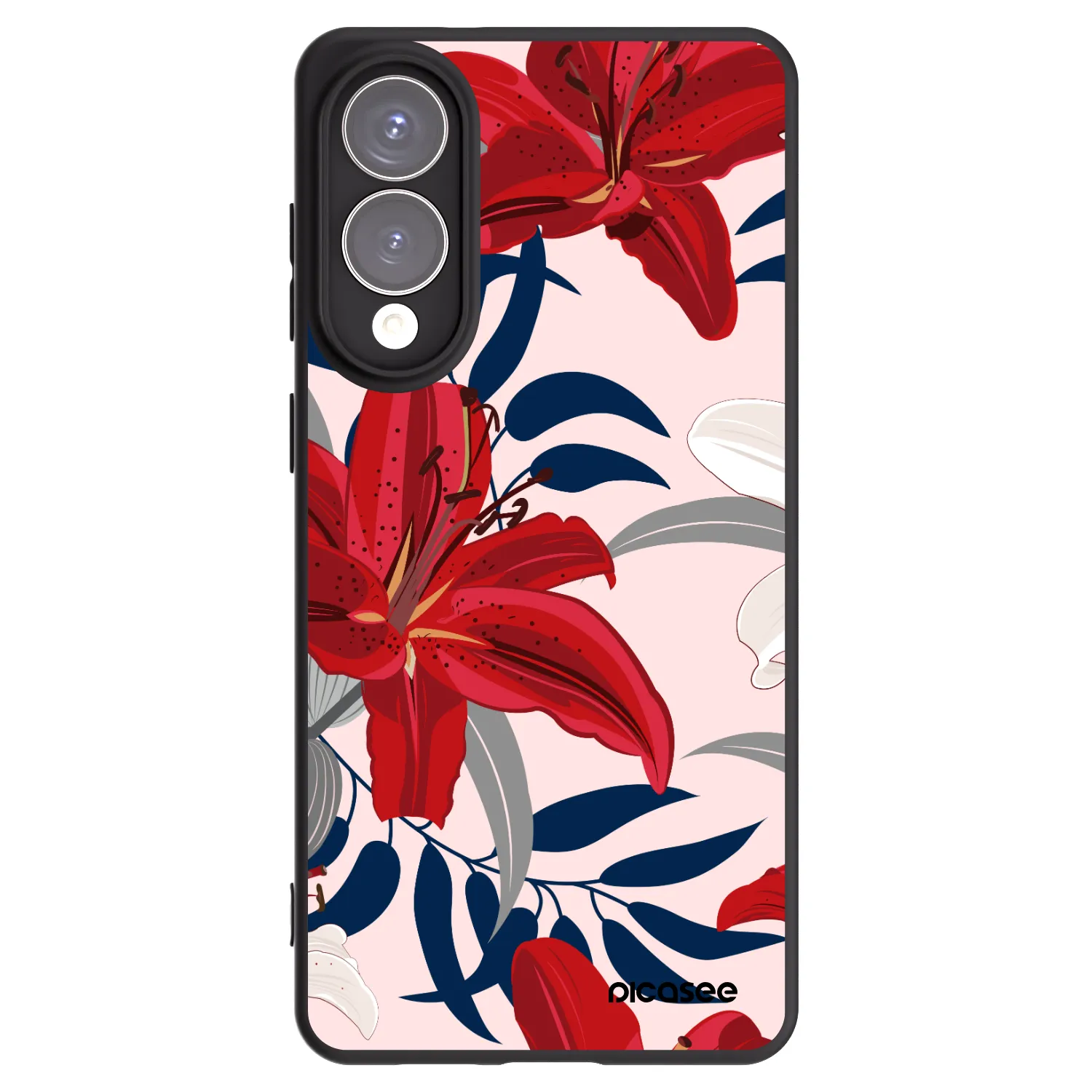 Picasee silikonowe czarne etui na Samsung Galaxy S25 Edge 5G - Red Lily