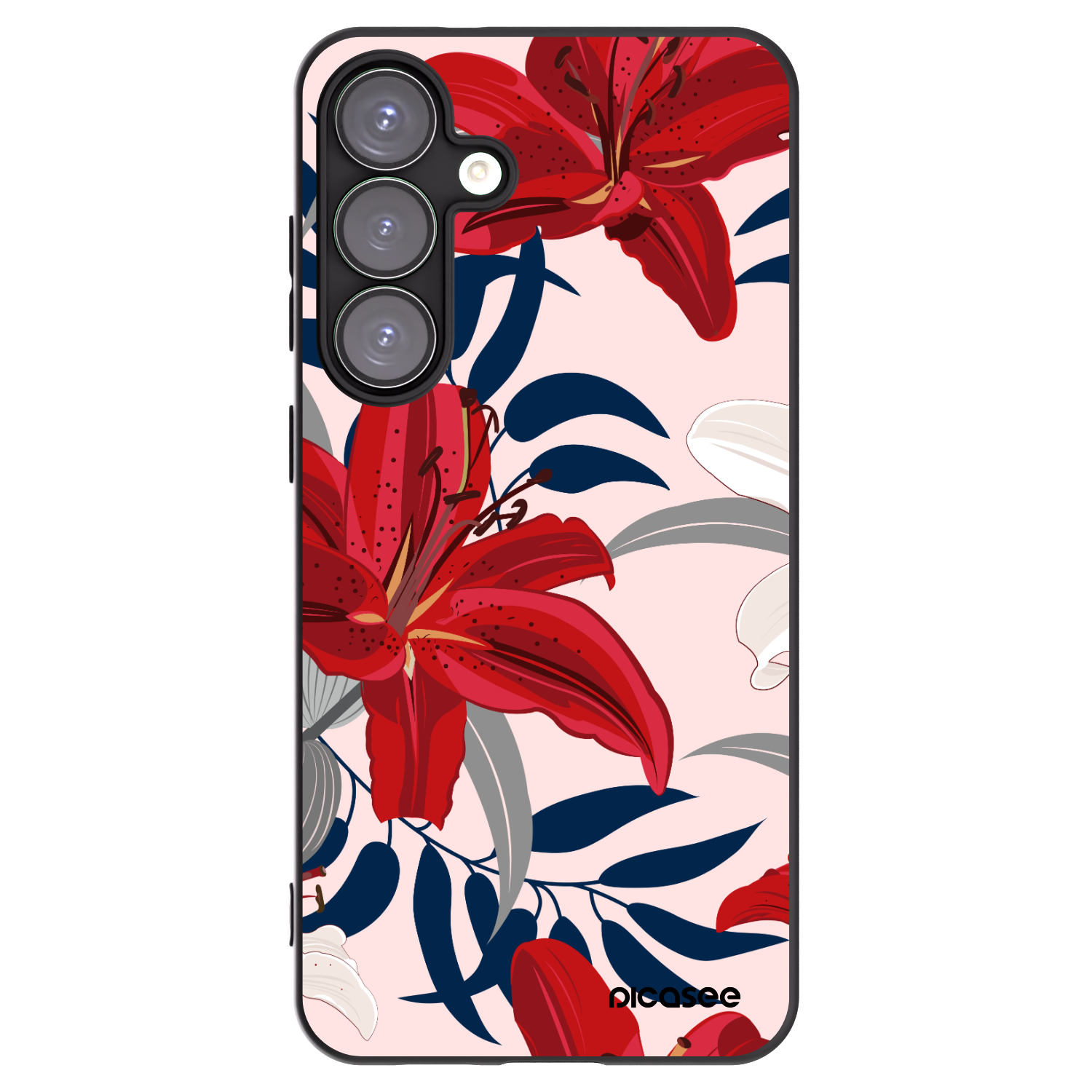 Picasee silikonowe czarne etui na Samsung Galaxy S25+ 5G - Red Lily