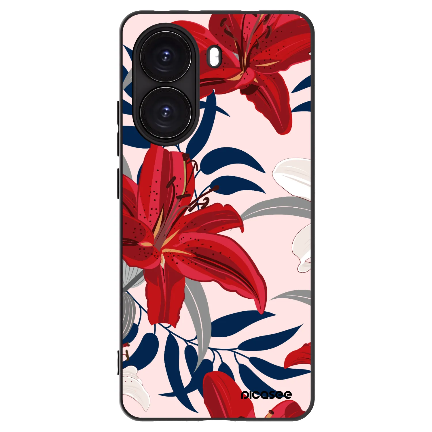 Picasee silikonowe czarne etui na Xiaomi Poco X7 Pro 5G - Red Lily