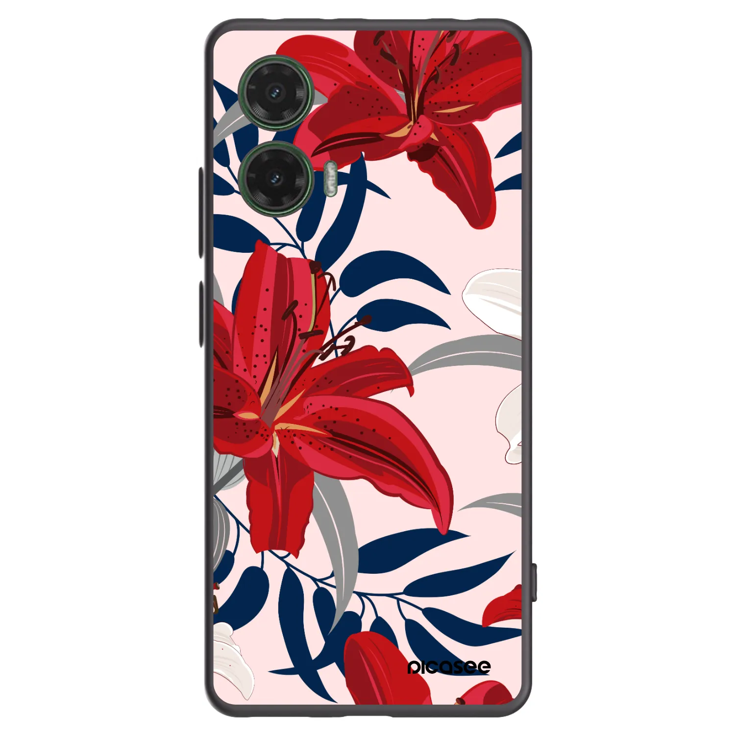 Picasee silikonowe czarne etui na Motorola Moto G35 5G - Red Lily