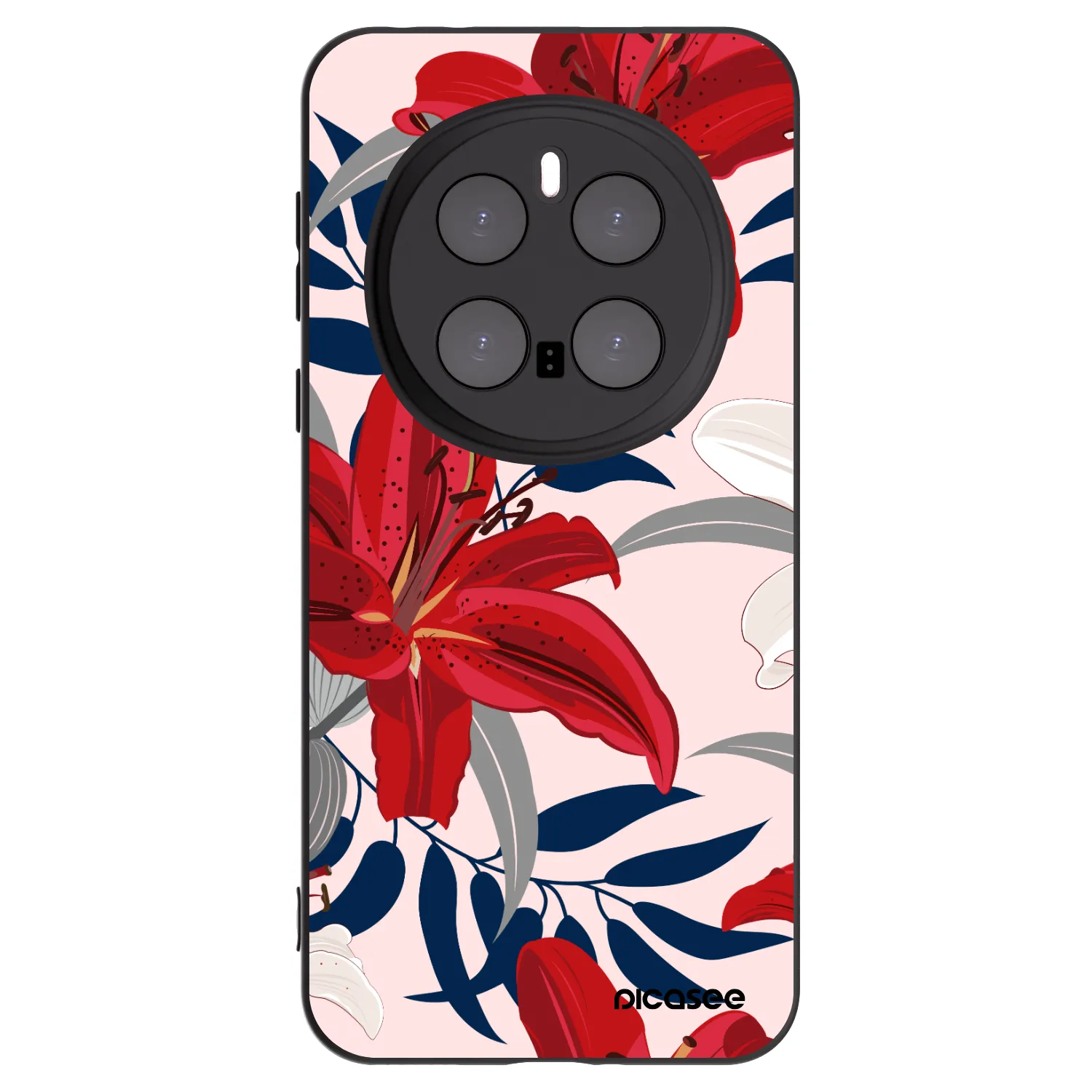 Picasee silikonowe czarne etui na Honor Magic7 Pro 5G - Red Lily