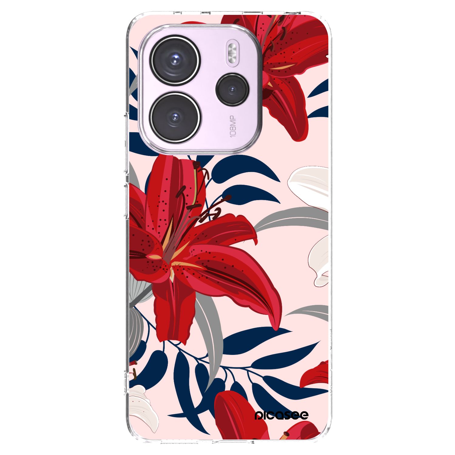 Picasee silikonowe przeźroczyste etui na Xiaomi Redmi Note 14 4G - Red Lily