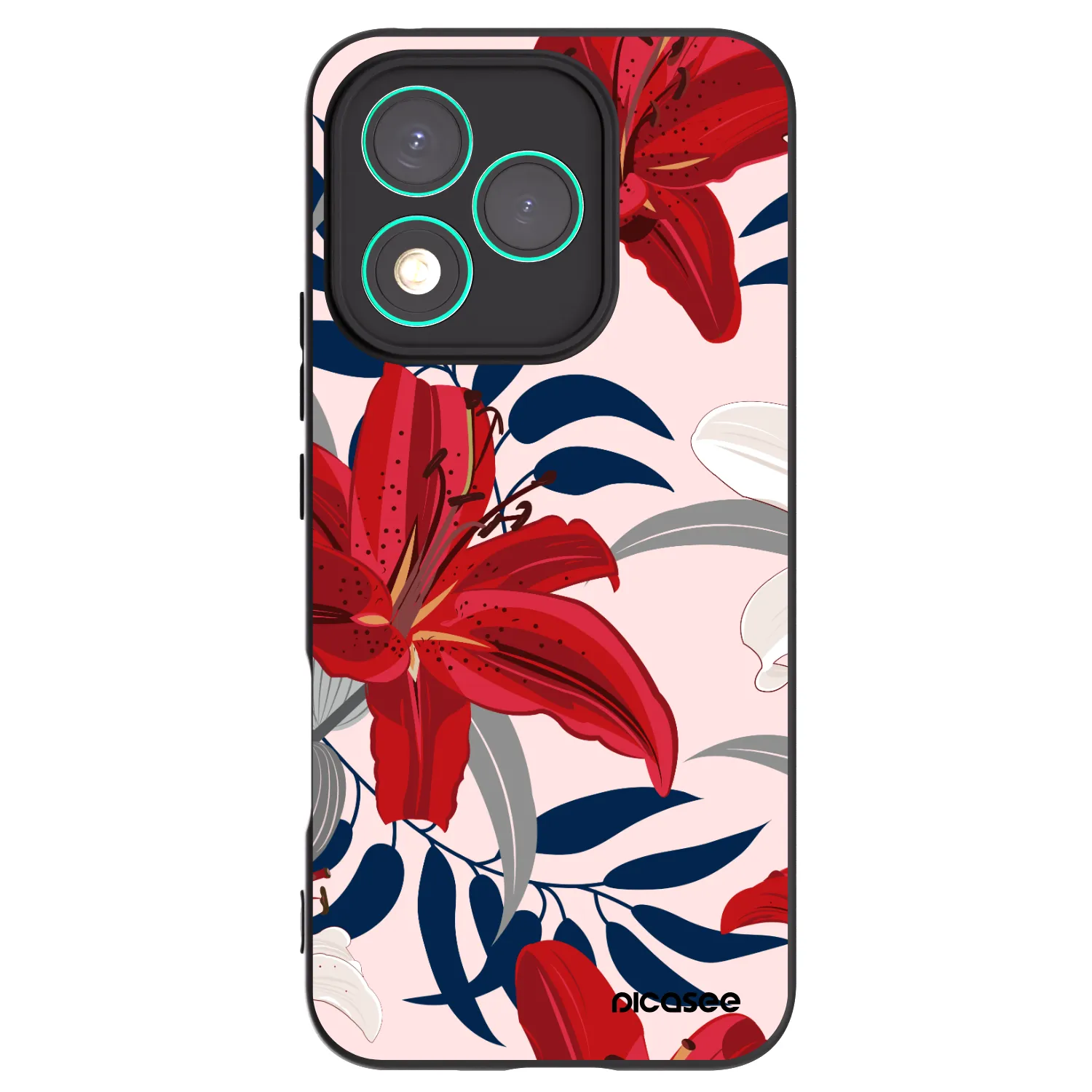 Picasee silikonowe czarne etui na Honor 400 Lite 5G - Red Lily