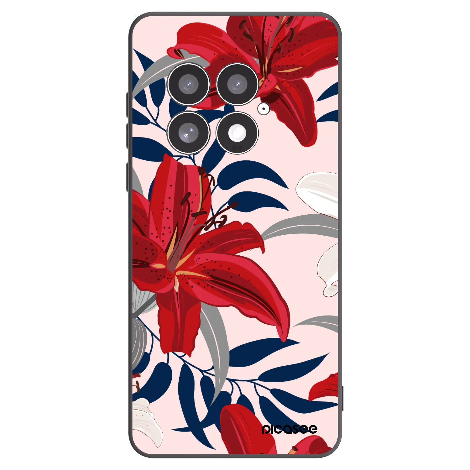 Picasee silikonowe czarne etui na OnePlus 13 5G - Red Lily