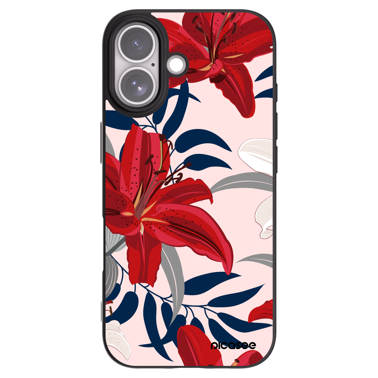 Picasee silikonowe czarne etui na Apple iPhone 17 - Red Lily