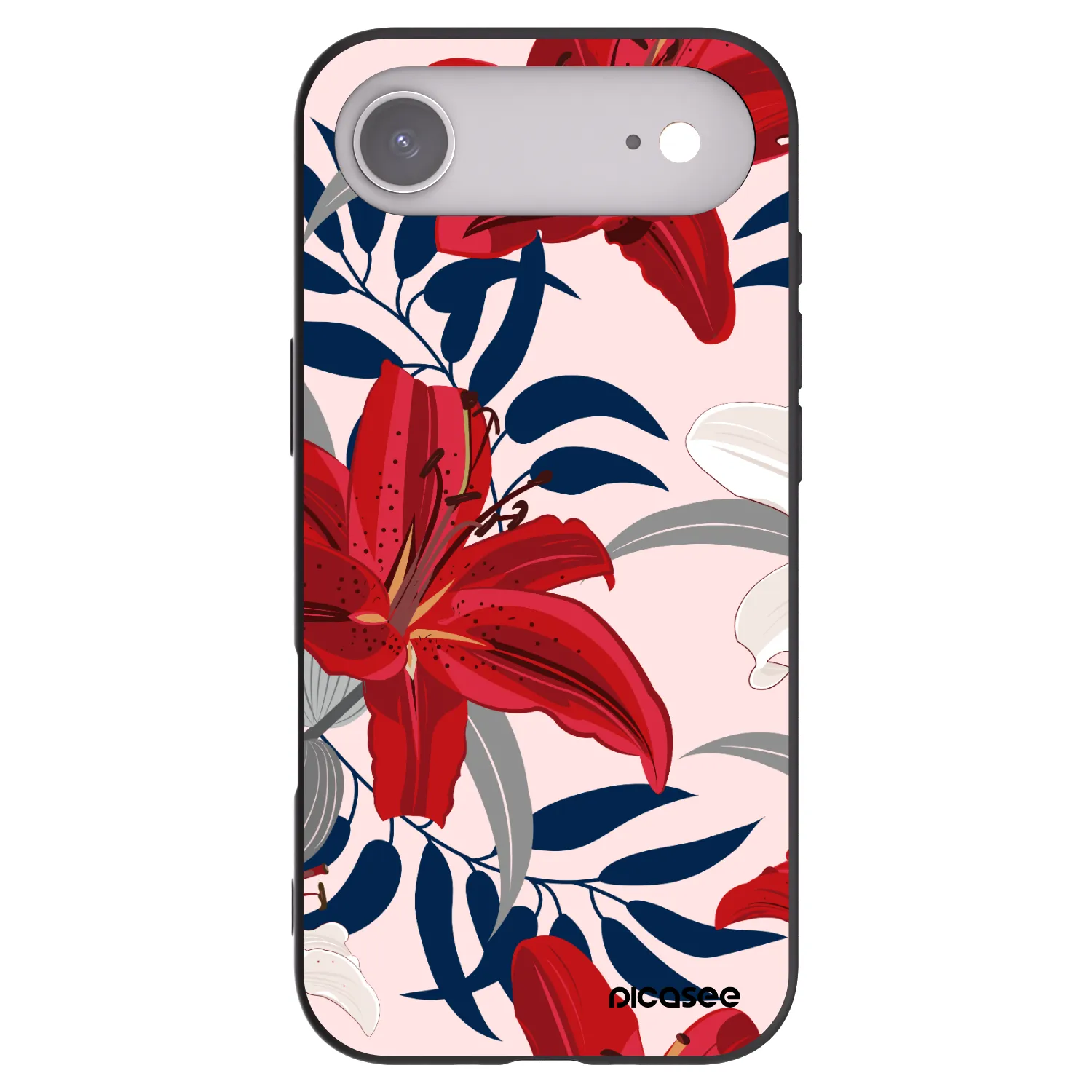 Picasee silikonowe czarne etui na Apple iPhone Air - Red Lily