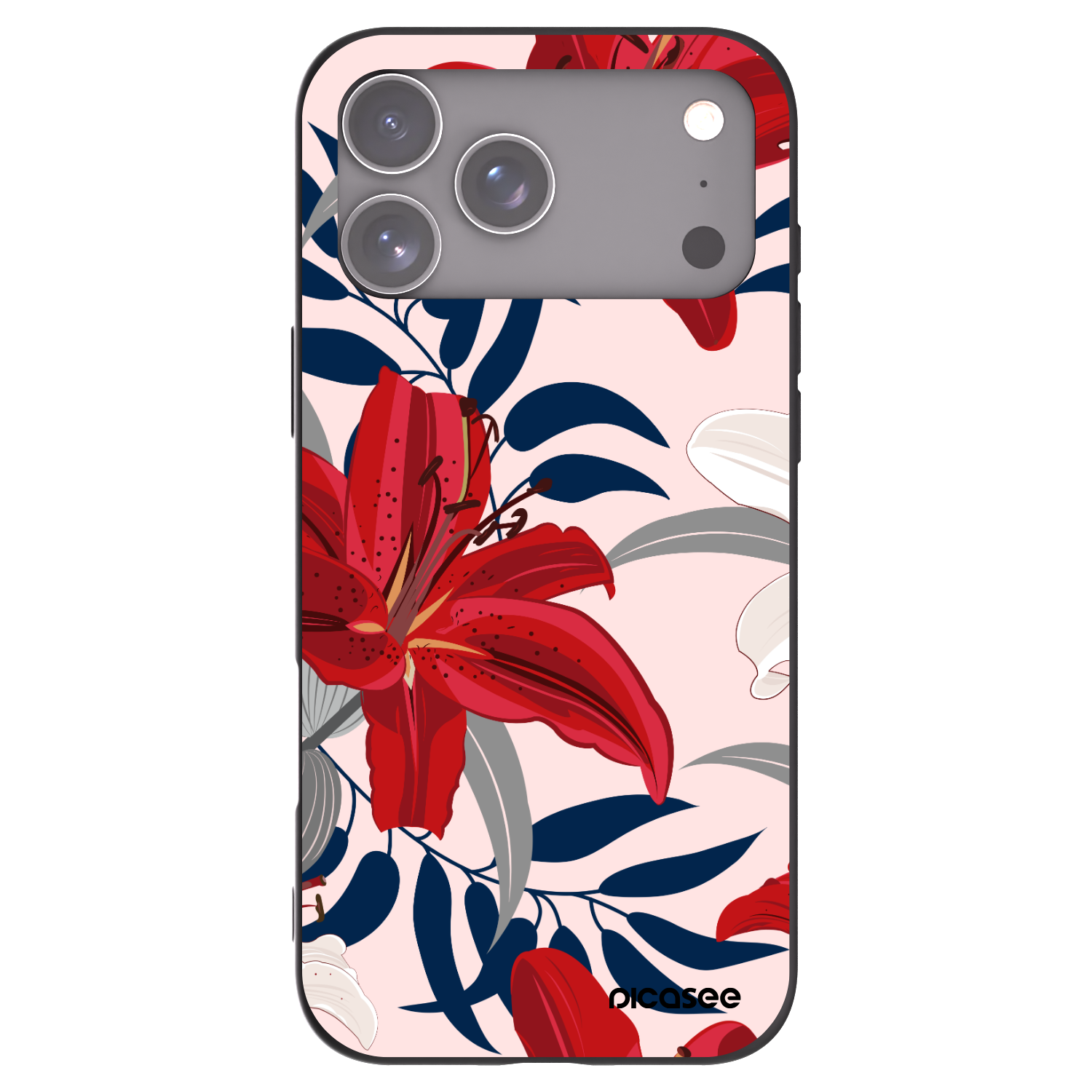Picasee silikonowe czarne etui na Apple iPhone 17 Pro Max - Red Lily