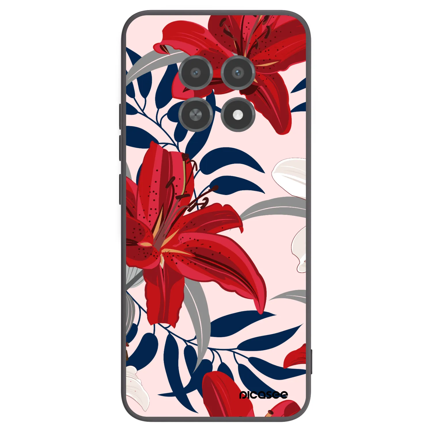 Picasee silikonowe czarne etui na Realme 12X - Red Lily