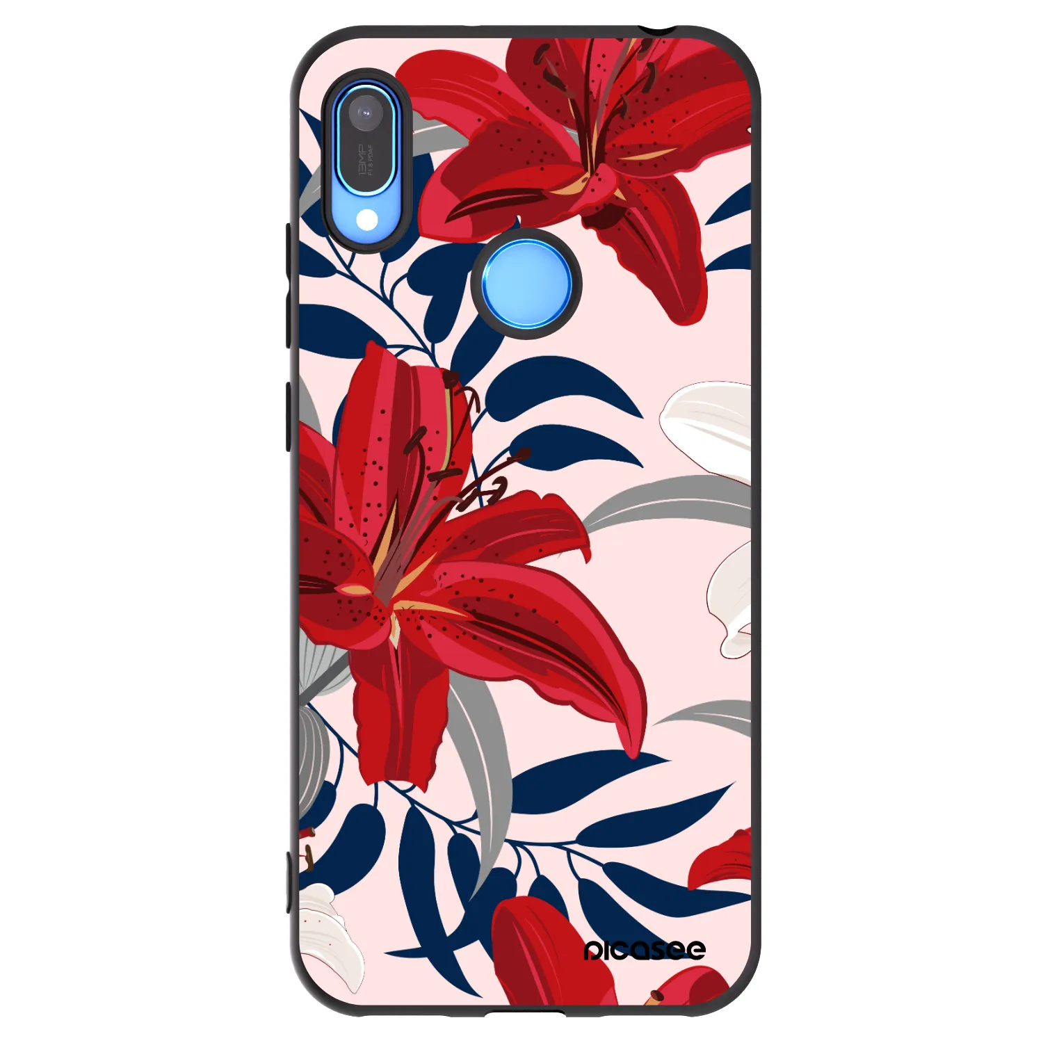 Picasee silikonowe czarne etui na Huawei Y6 2019 - Red Lily