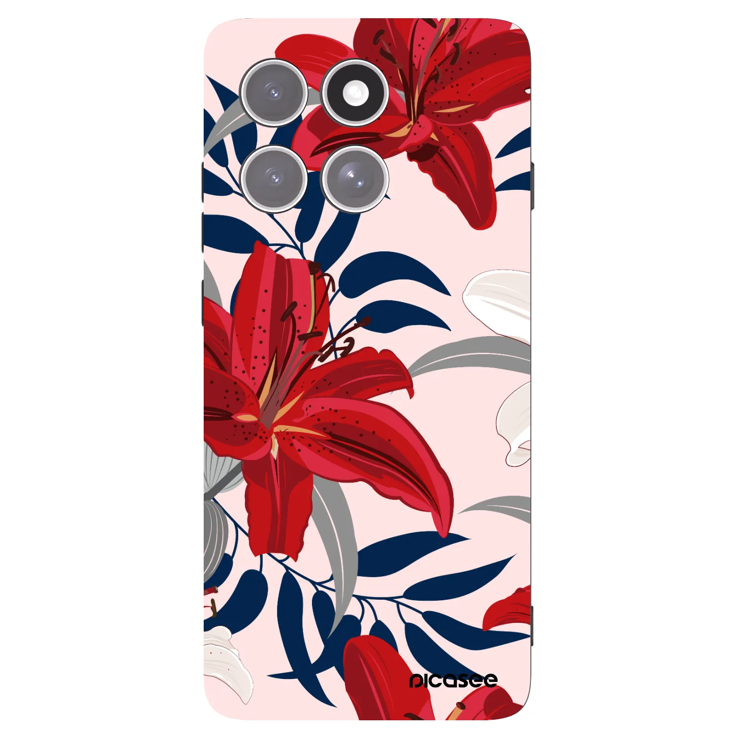 Picasee silikonowe czarne etui na Motorola Edge 60 Pro - Red Lily